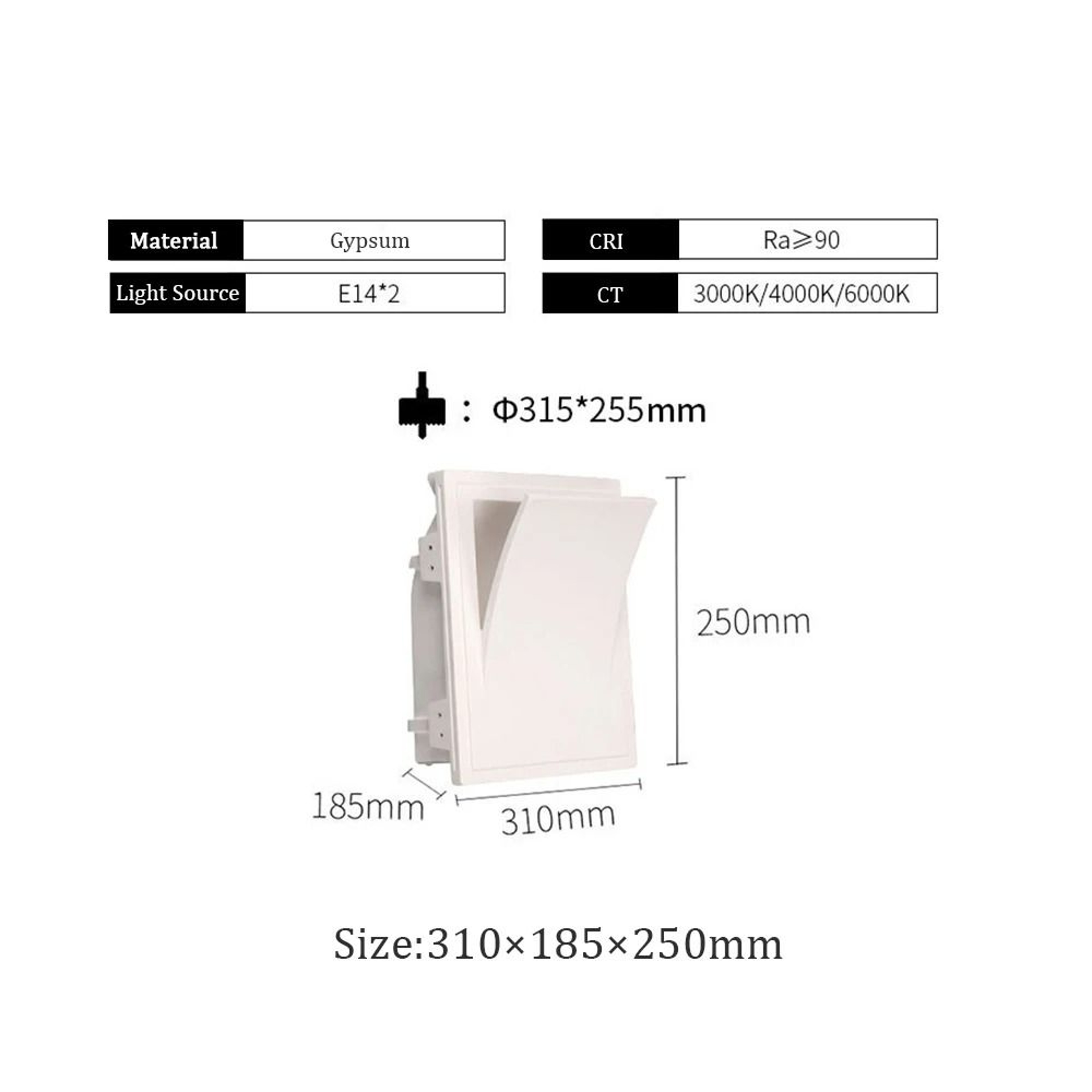 Minimalist Gypsum Recessed Wall Light For Bedroom And Living Room 1