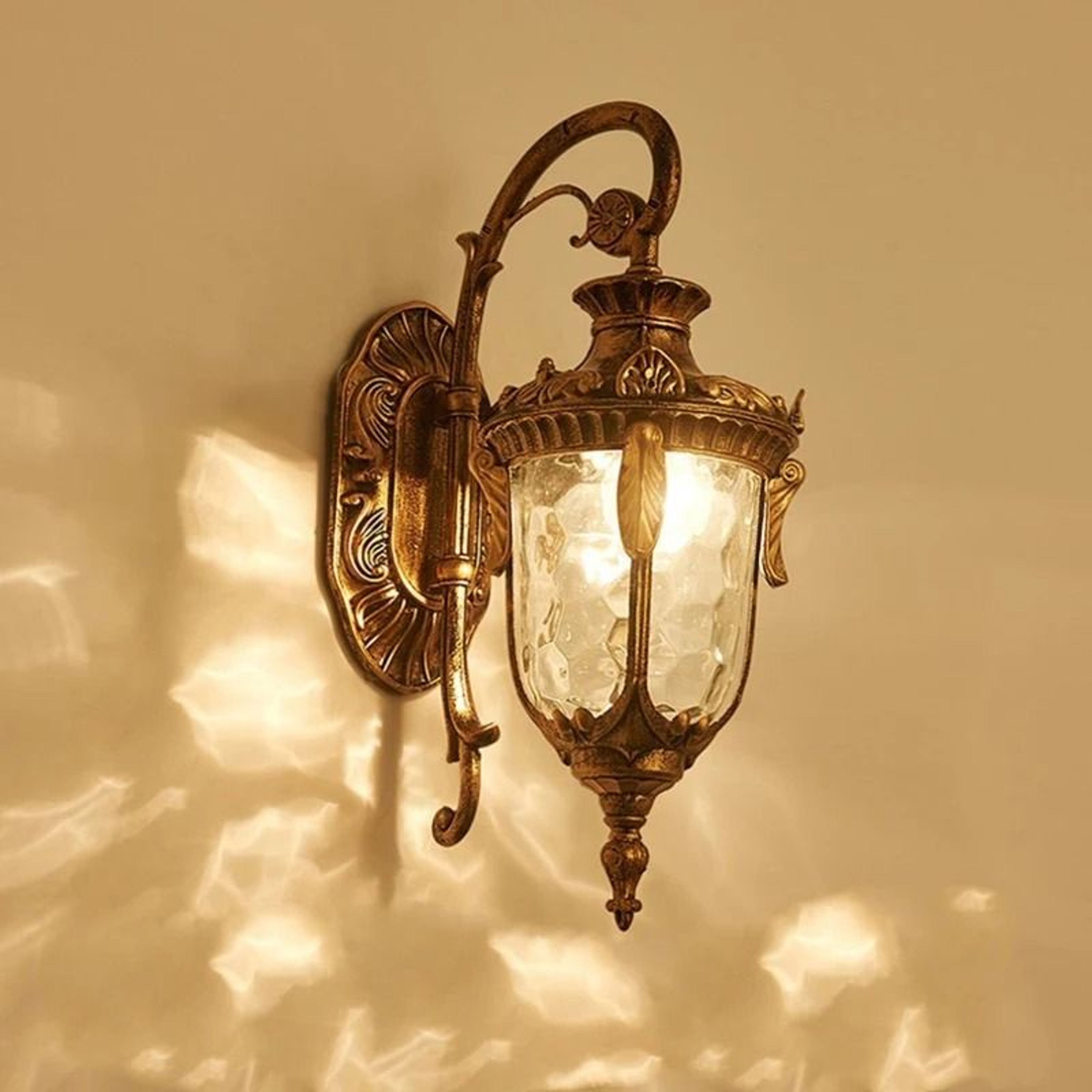 Vintage Bronze Glass Outdoor Wall Sconce With E27 Socket 9