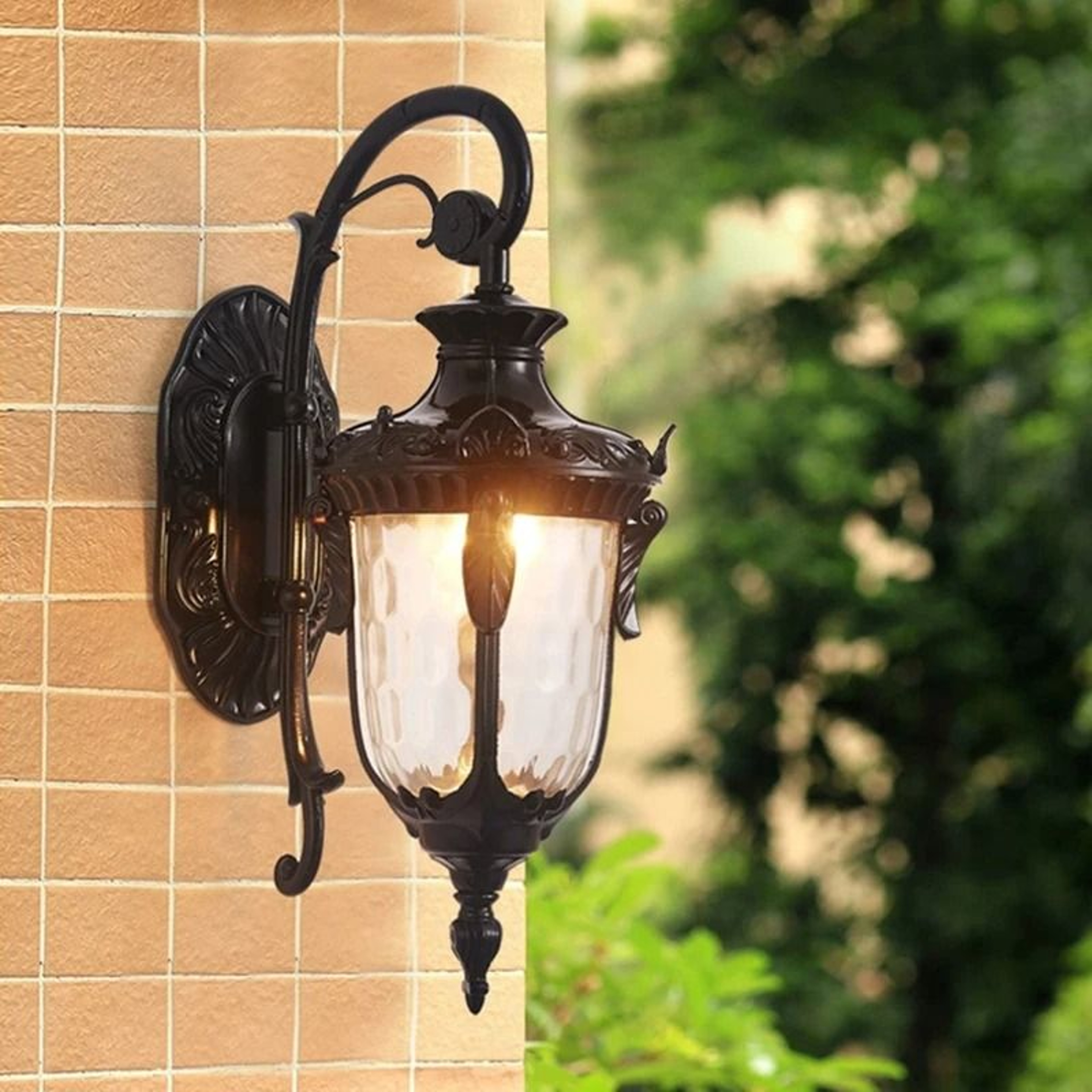 Vintage Bronze Glass Outdoor Wall Sconce With E27 Socket 1