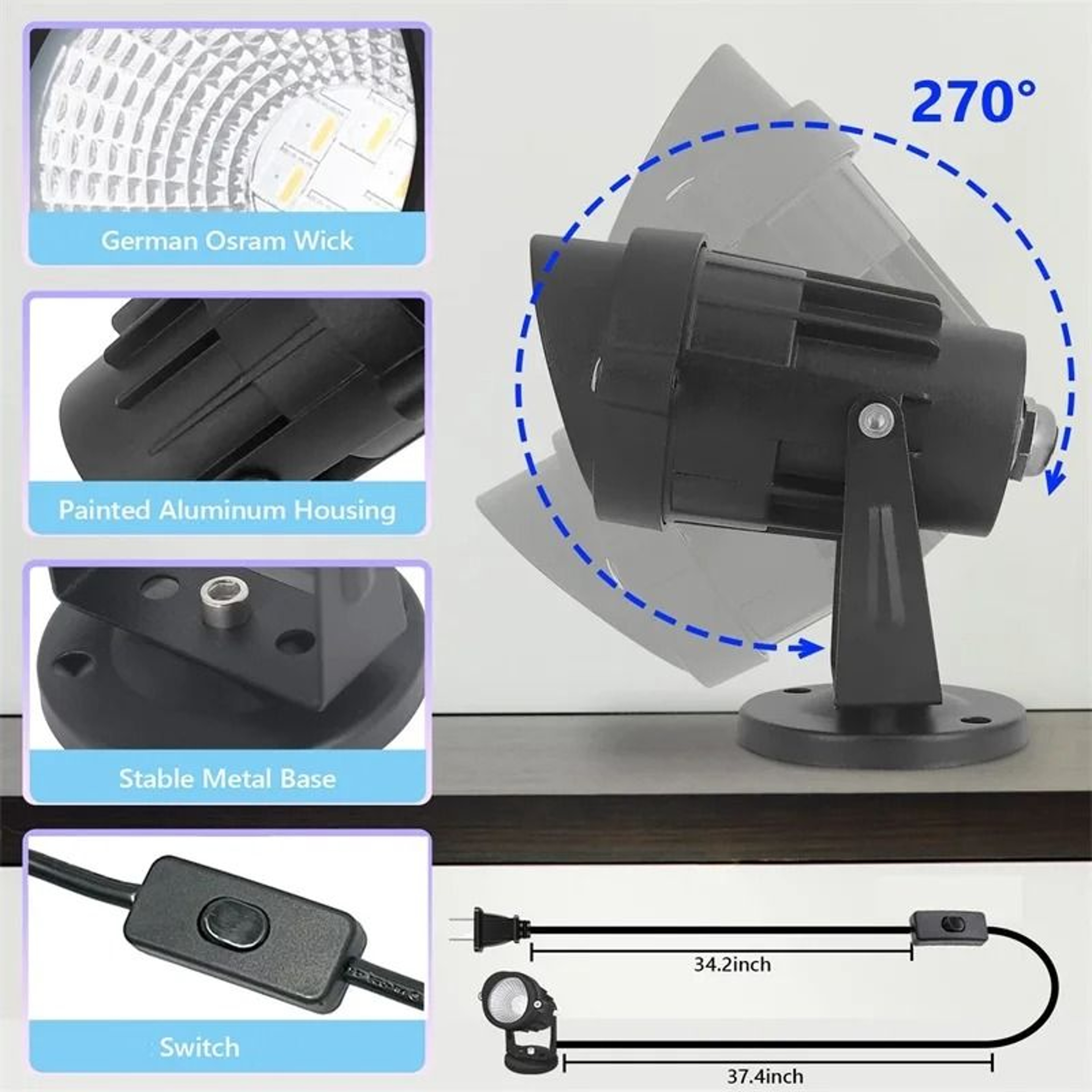 2 Pack 10W RGBW LED Color Changing Indoor Floor Spotlights With Remote 6