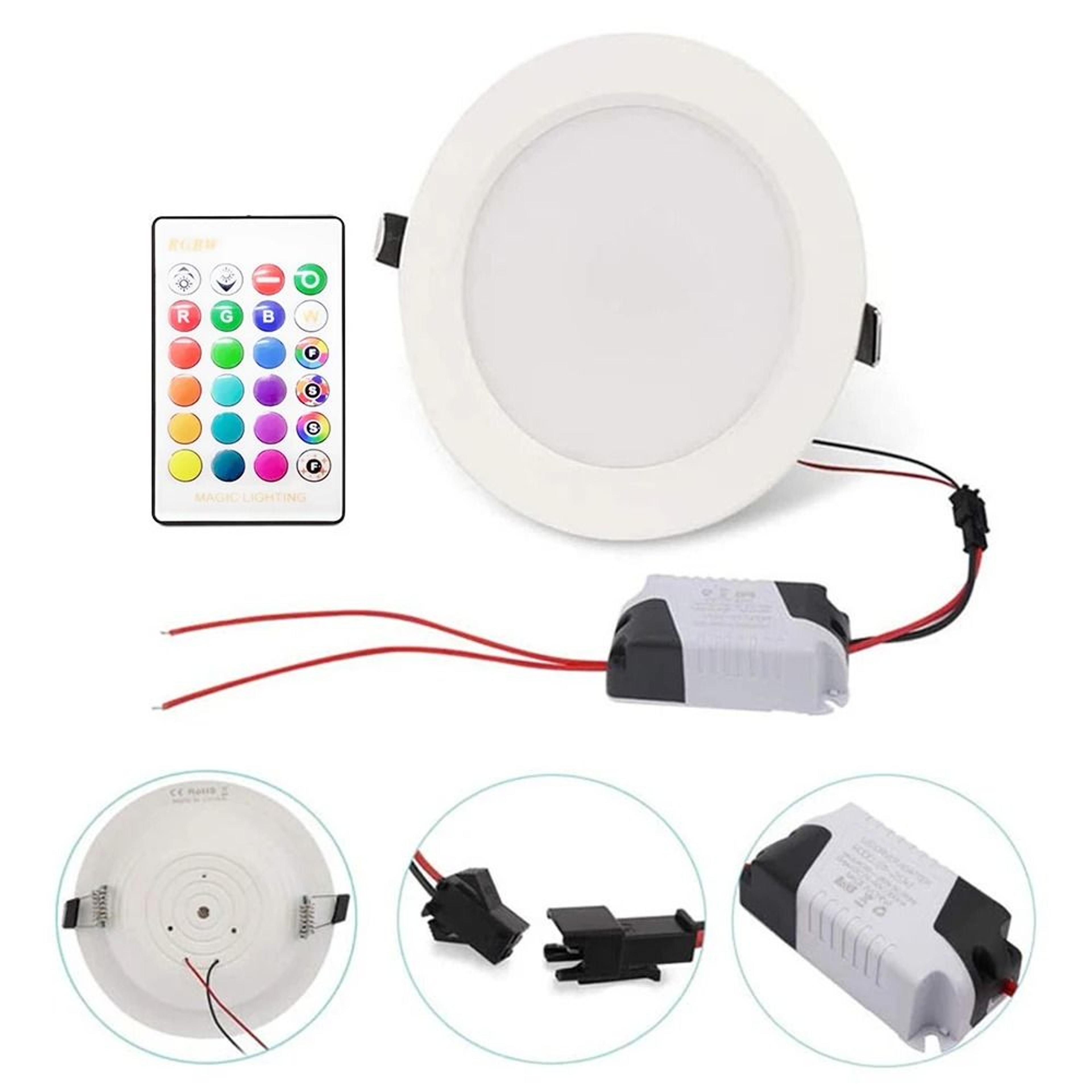 12W Dimmable RGBW LED Recessed Ceiling Downlight With Remote Control 6