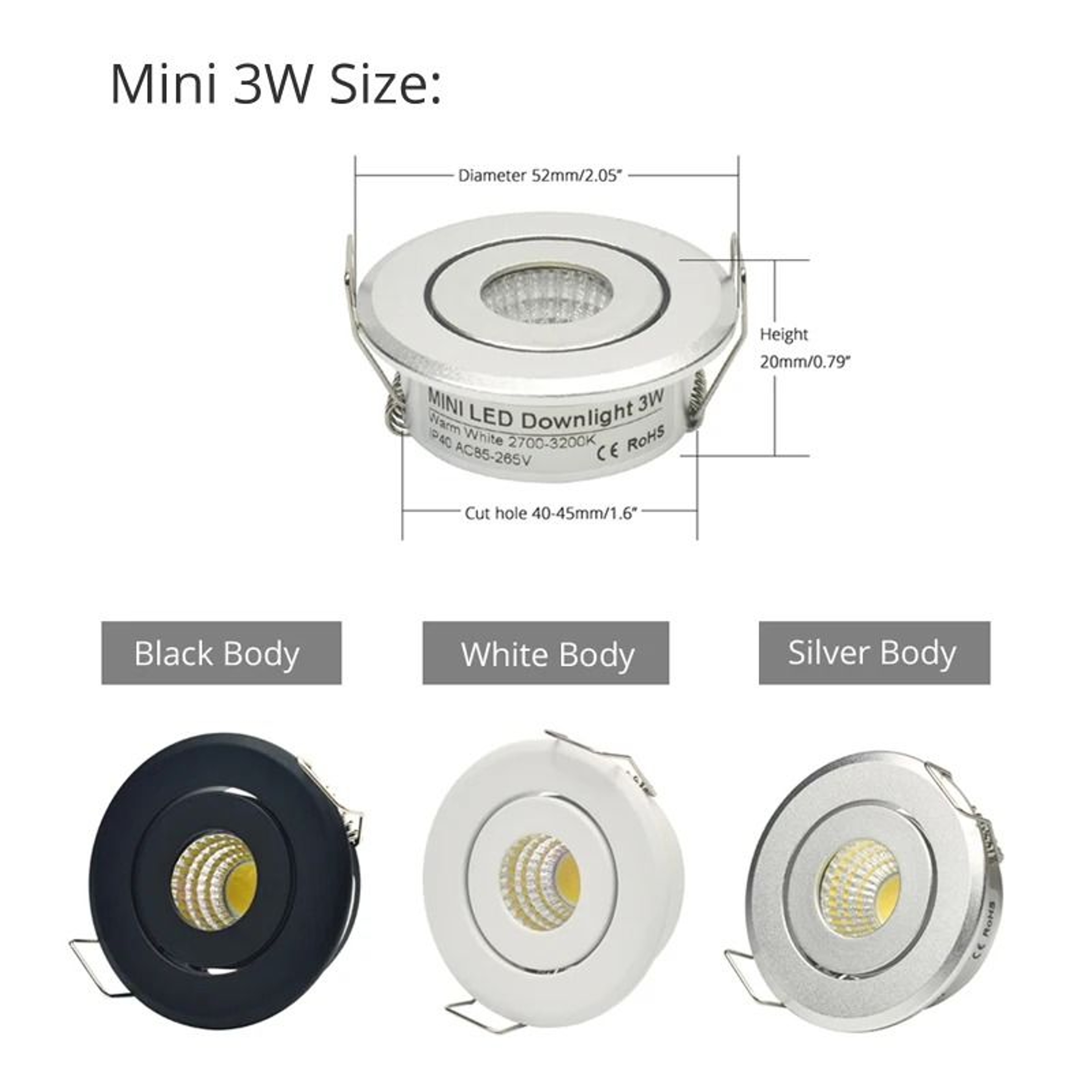 Dimmable Mini COB LED Recessed Ceiling Downlight 3W 5W 7W 12W 4