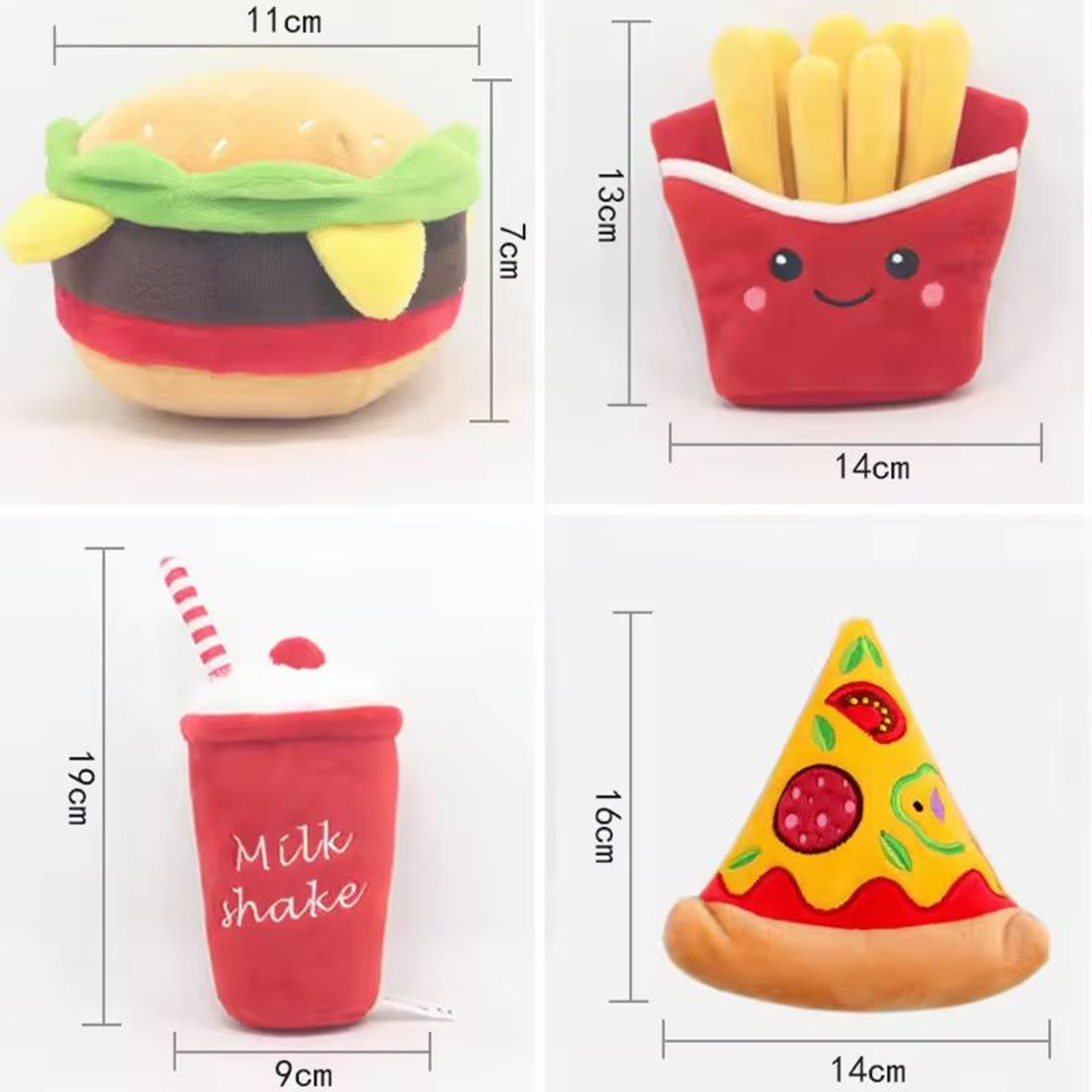 FastFood Squeaky Plush Dog Toy Burger Fries Pizza Or Milkshake For Chewing  Play 1