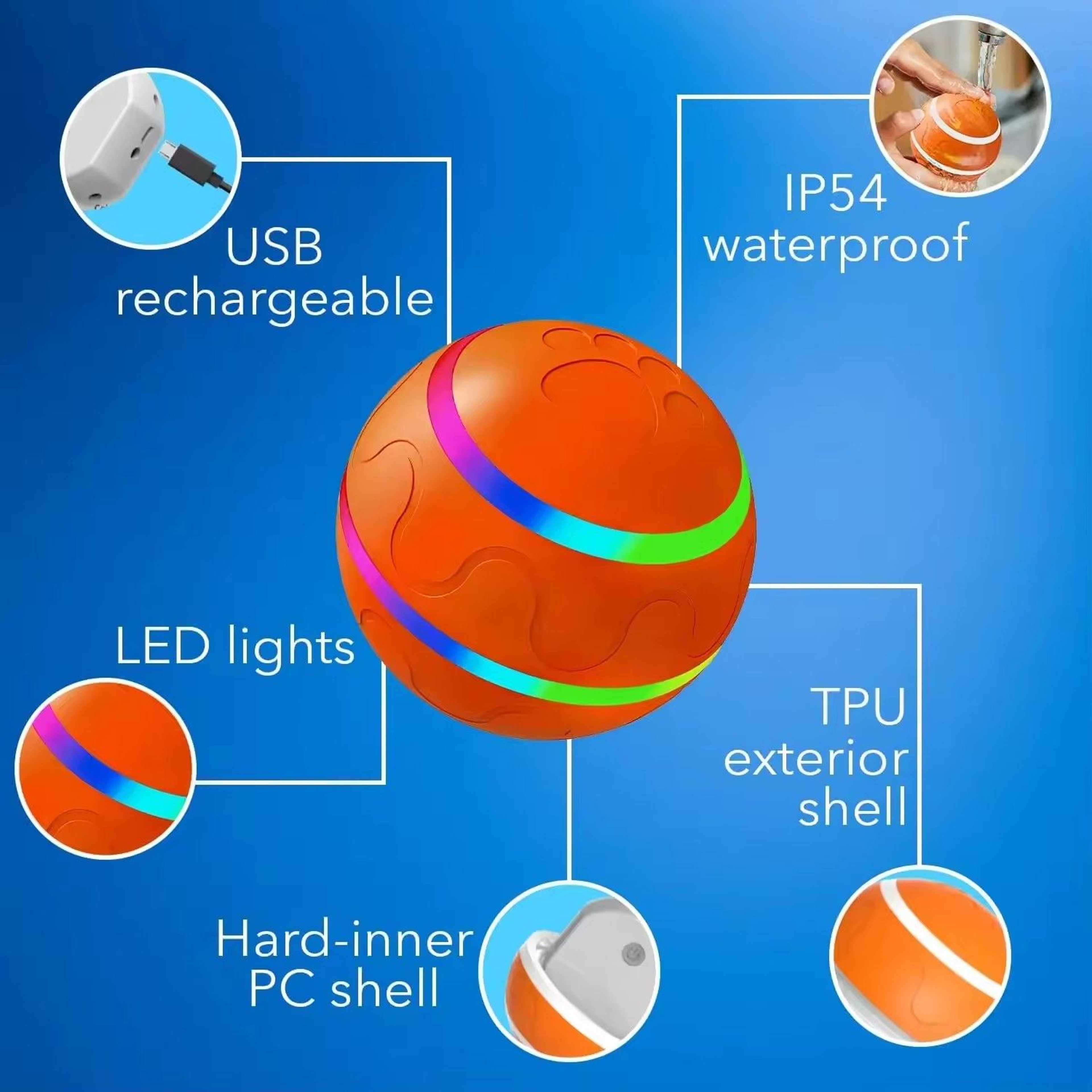 Waterproof Interactive Dog Ball With Remote Control Rolling And Jumping Play 8