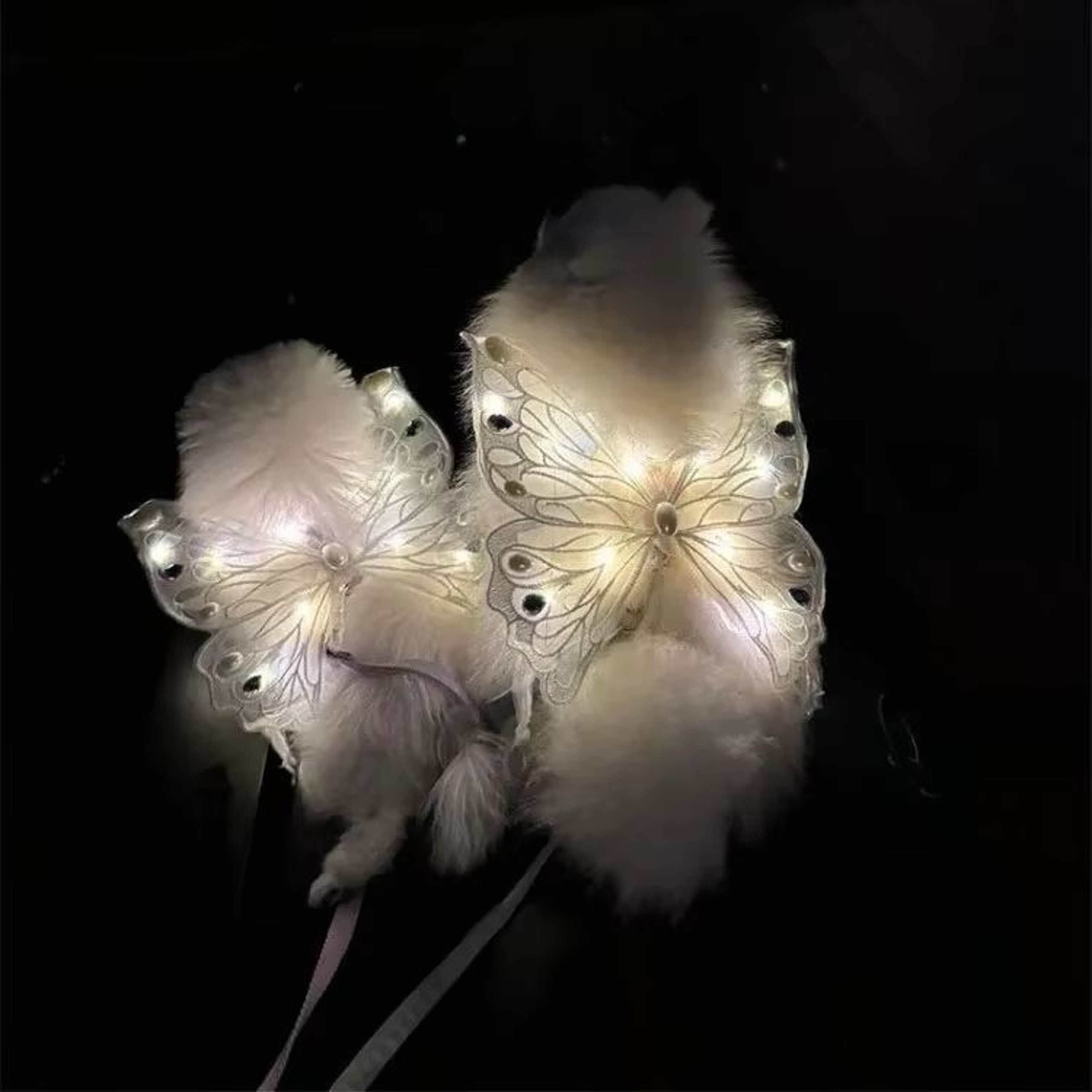 Glow Butterfly Wings Harness Costume For Small Dogs  Cats Adjustable Glow Dots 1