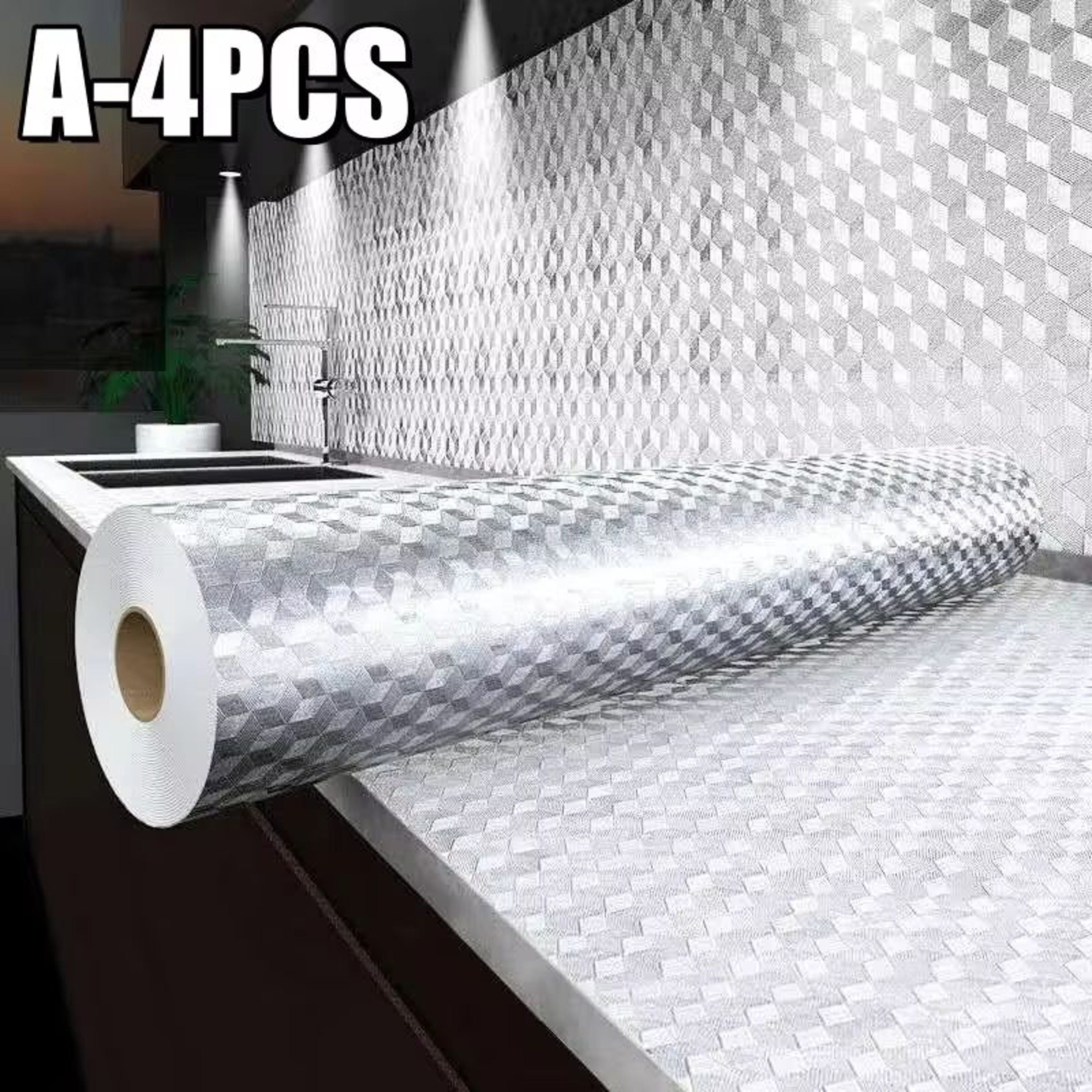 Stove Splash Guard Aluminum Foil Backsplash Roll SelfAdhesive OilResistant Kitchen Wallpaper 7