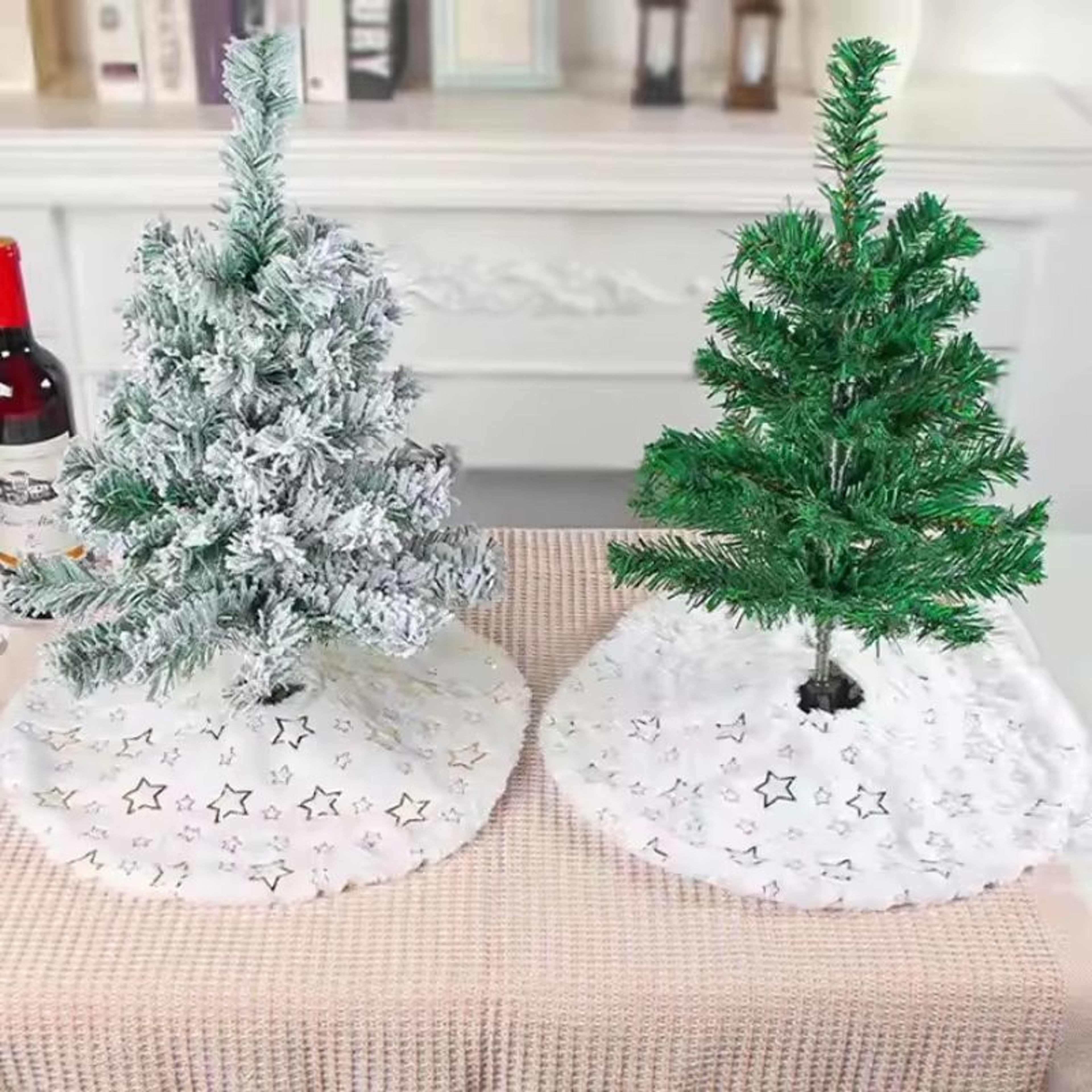 Red Snowflake Mini Christmas Tree Skirt  Tabletop Christmas Tree Mat 4
