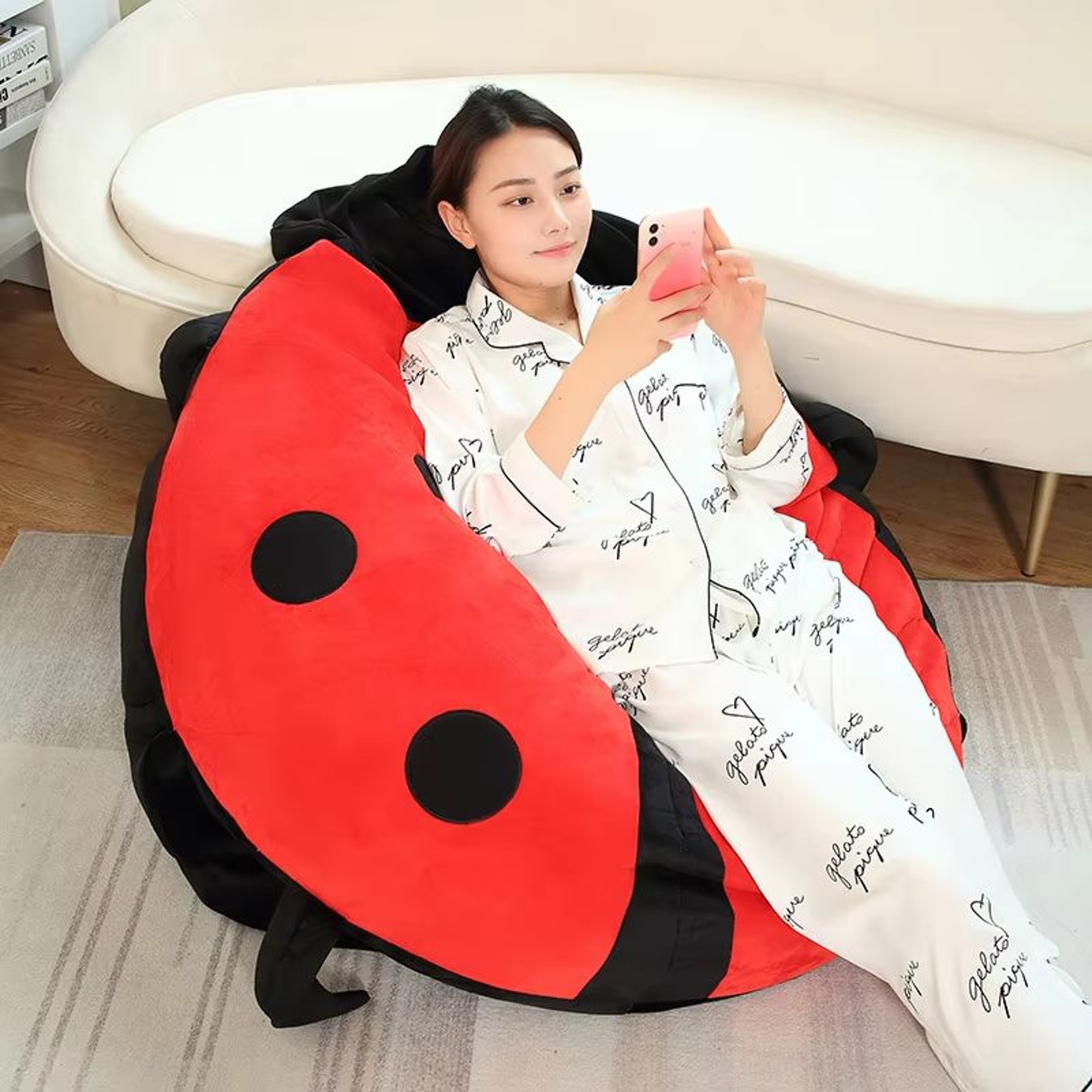 Wearable Ladybug Shell Plush Pillow 0