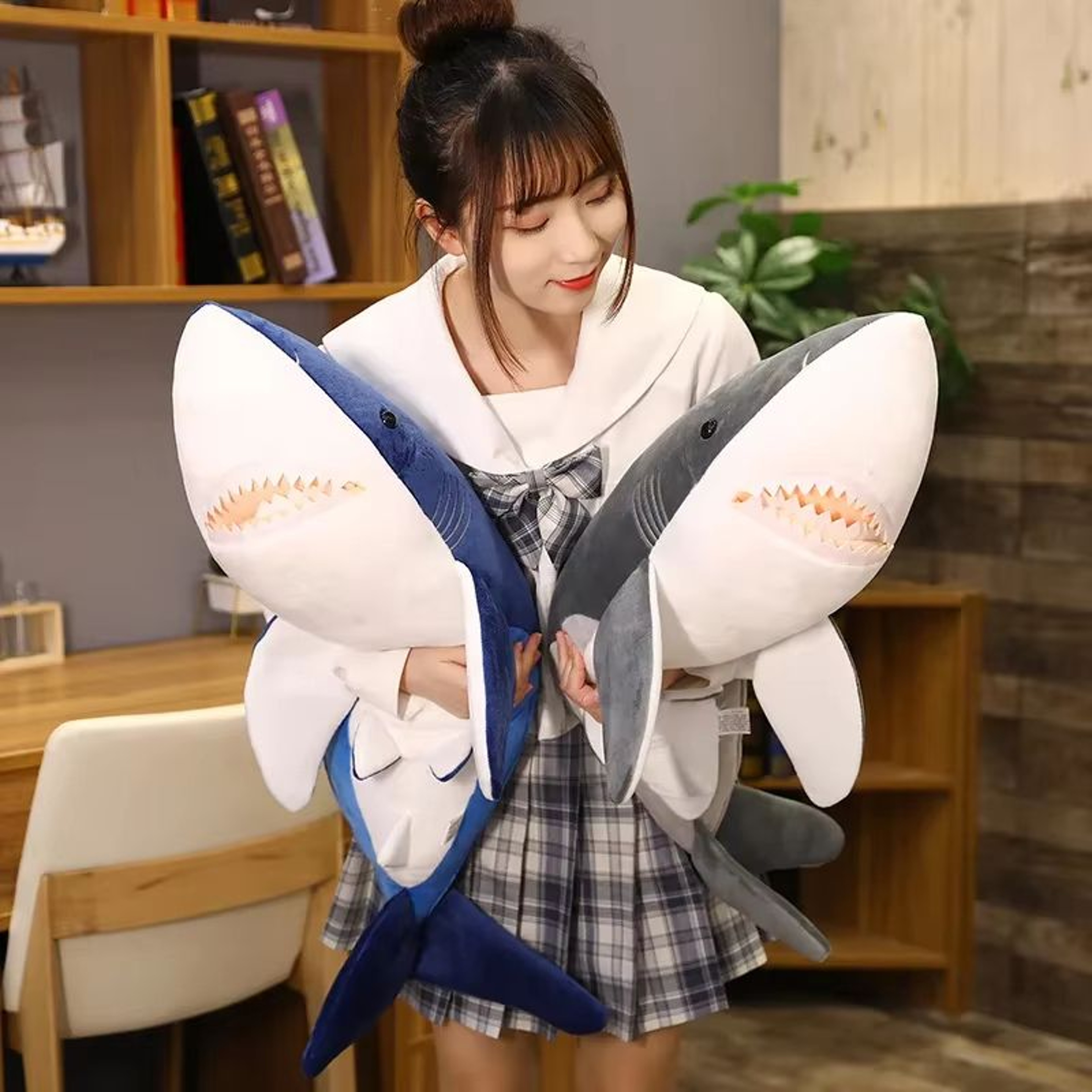 Giant Shark Plush Pillow For Sleeping  Soft Stuffed Shark Body Cushion 3