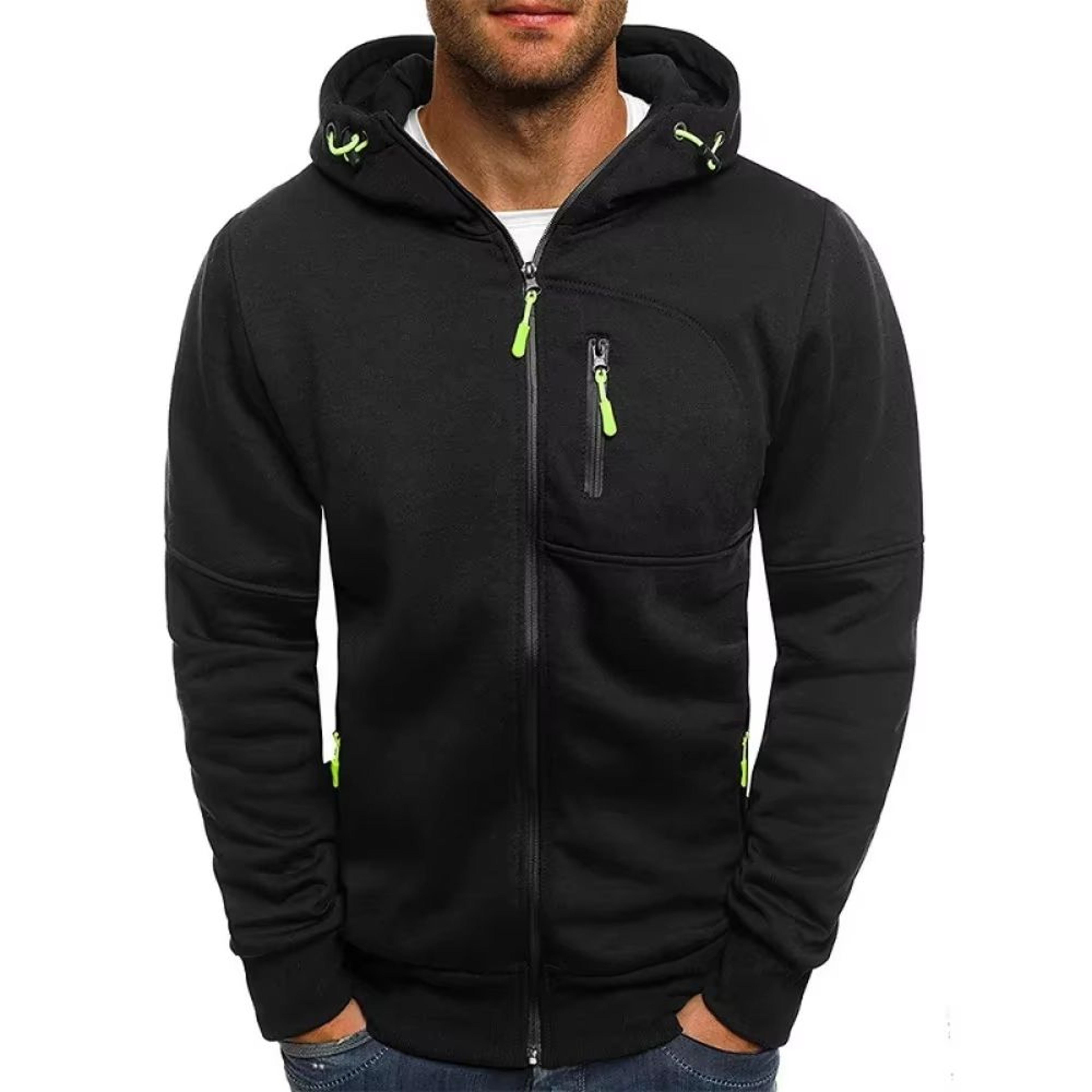 Mens Zip Up Hoodie Slim Fit Hooded Sweatshirt Casual Sports Jacket 6