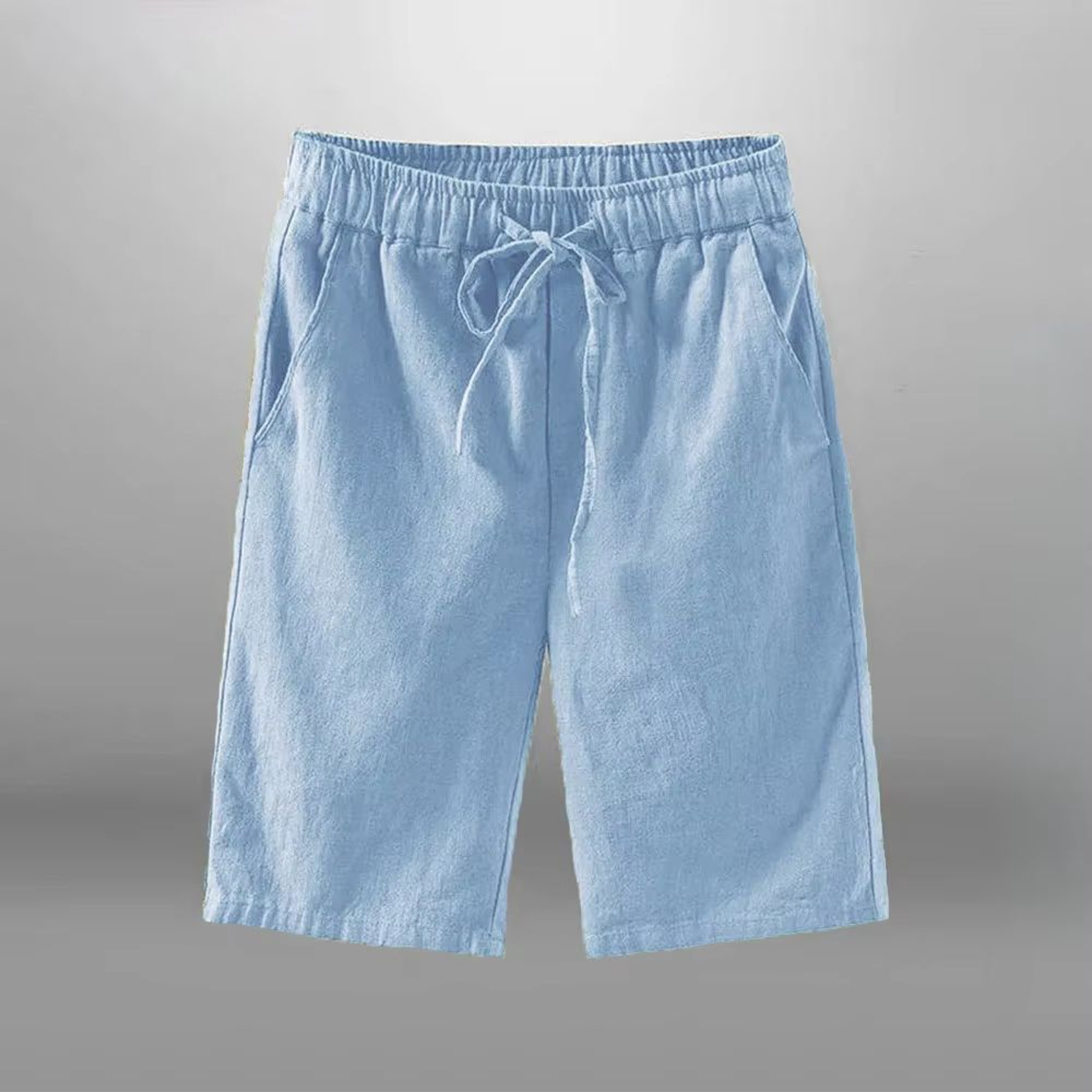Mens CottonLinen Casual Shorts With Drawstring Waist Breathable Beach  Gym Style 2