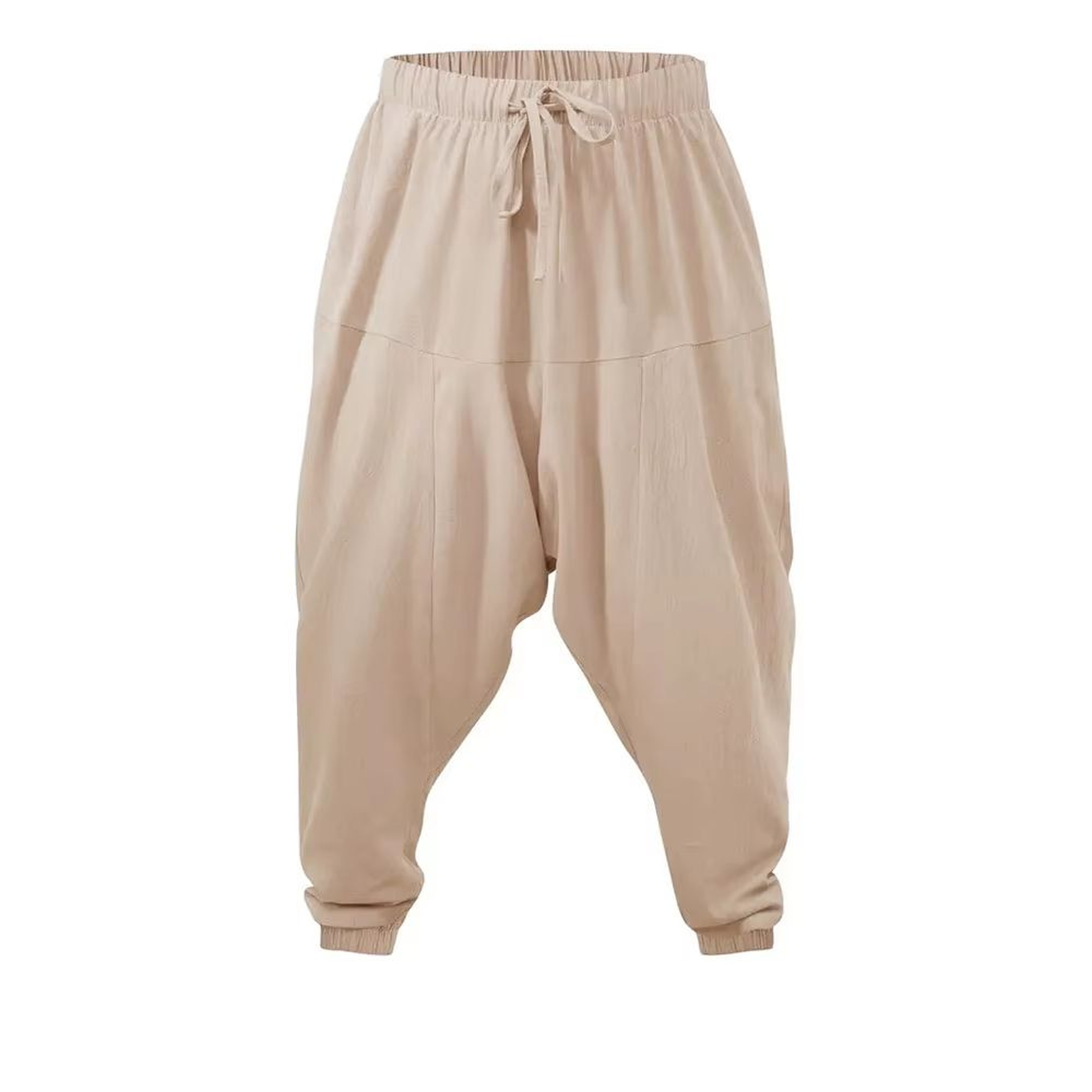 Mens Harem Pants CottonLinen Drop Crotch Loose Fit Streetwear Joggers 3