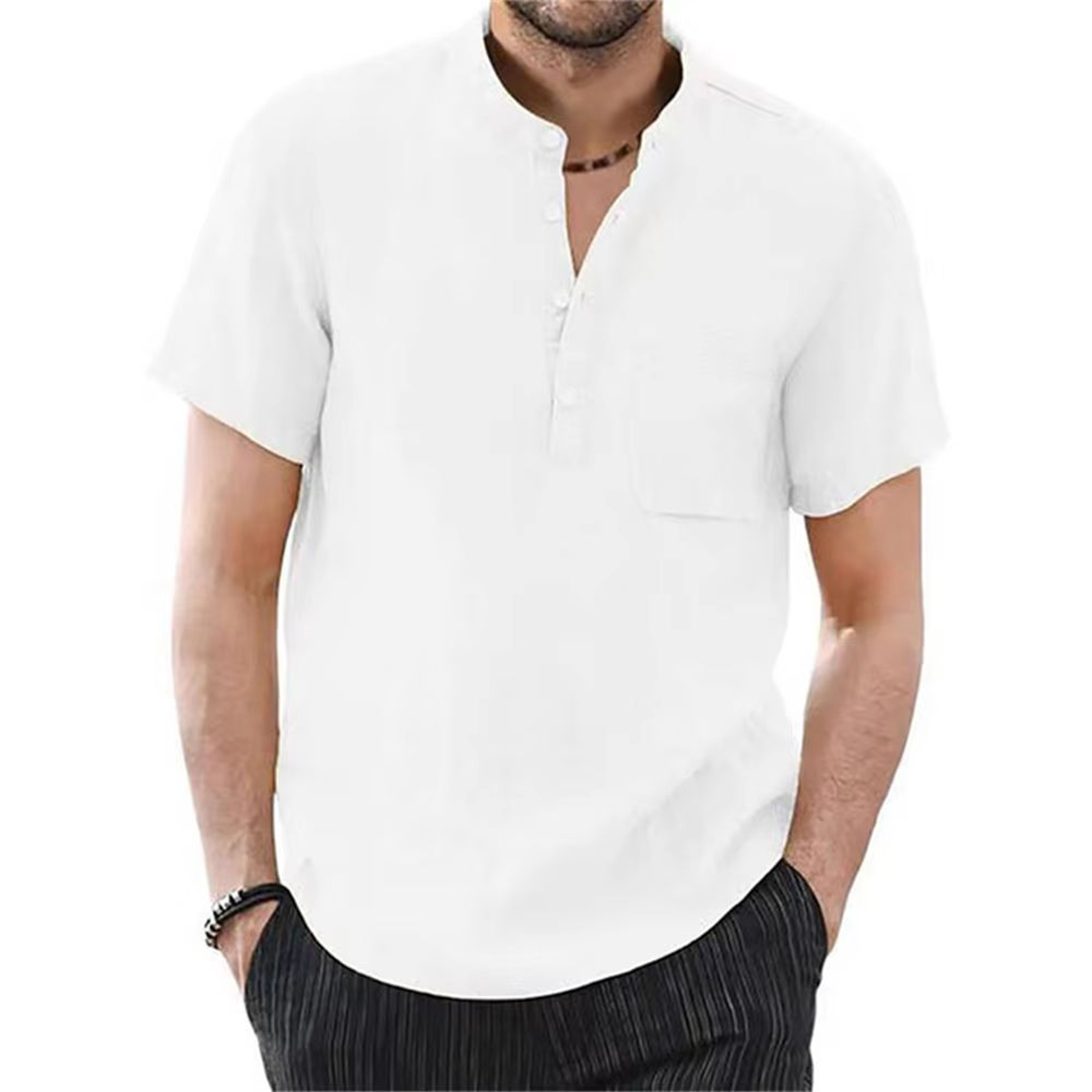 Everyday Mens Cotton Linen Tshirt  Breathable Summer Tshirt In Solid Colors 1