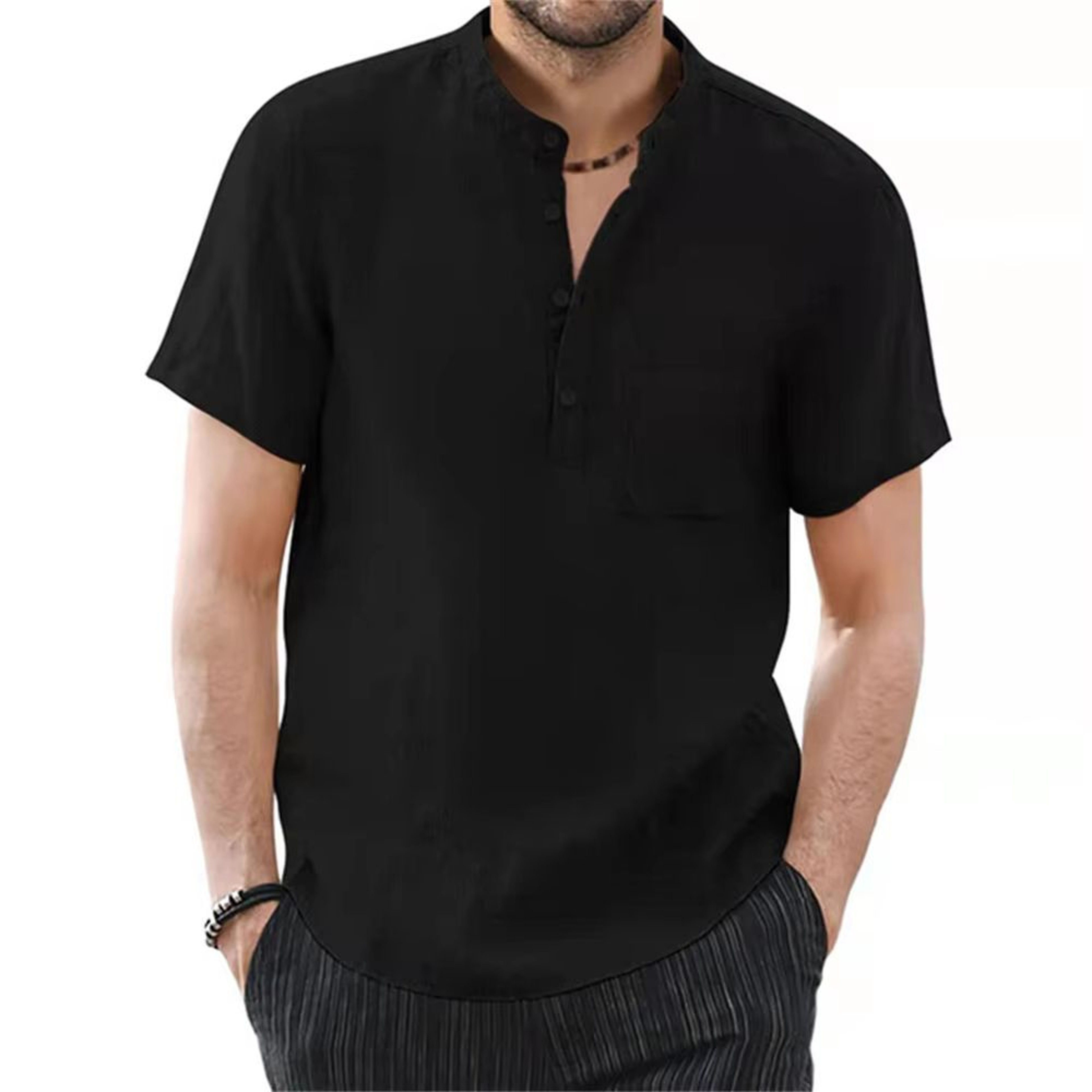 Everyday Mens Cotton Linen Tshirt  Breathable Summer Tshirt In Solid Colors 2