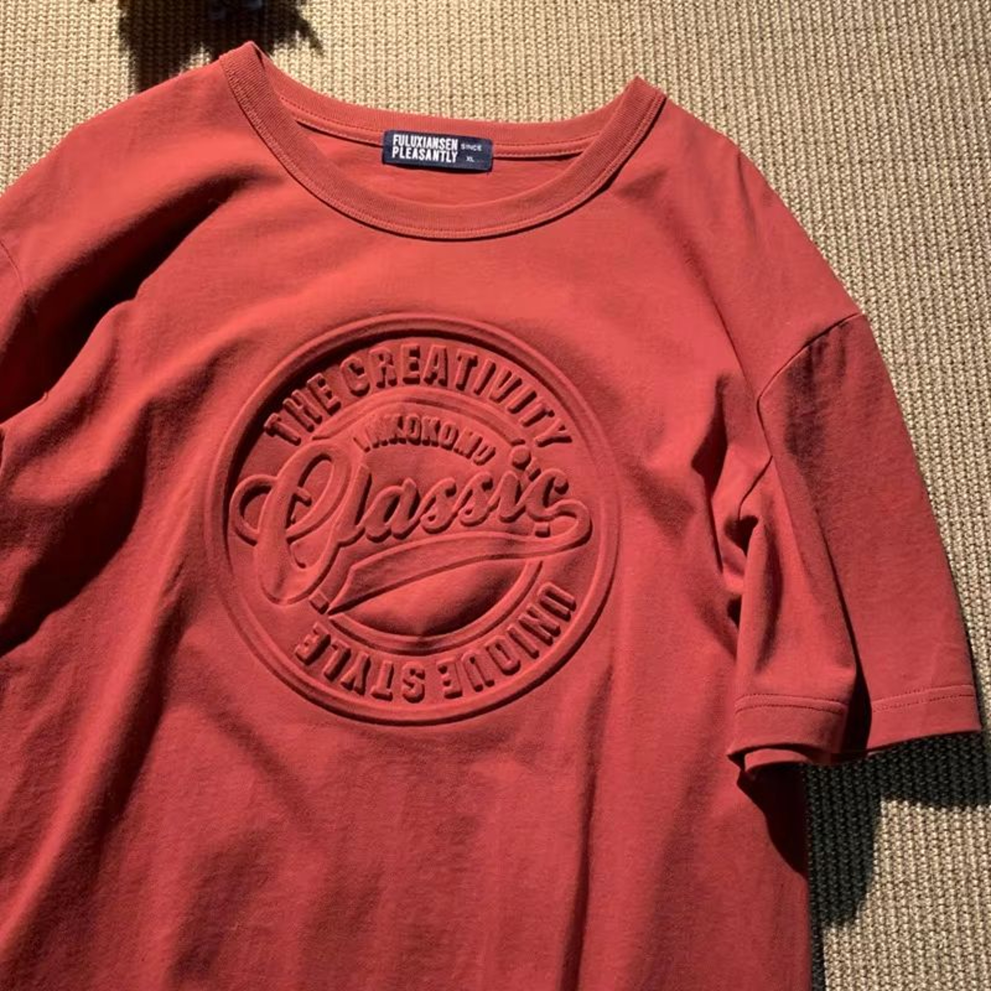 Vintage 3D Embossed Tshirt With SteelSeal Look  Oversized Streetwear Tee For Couples 1