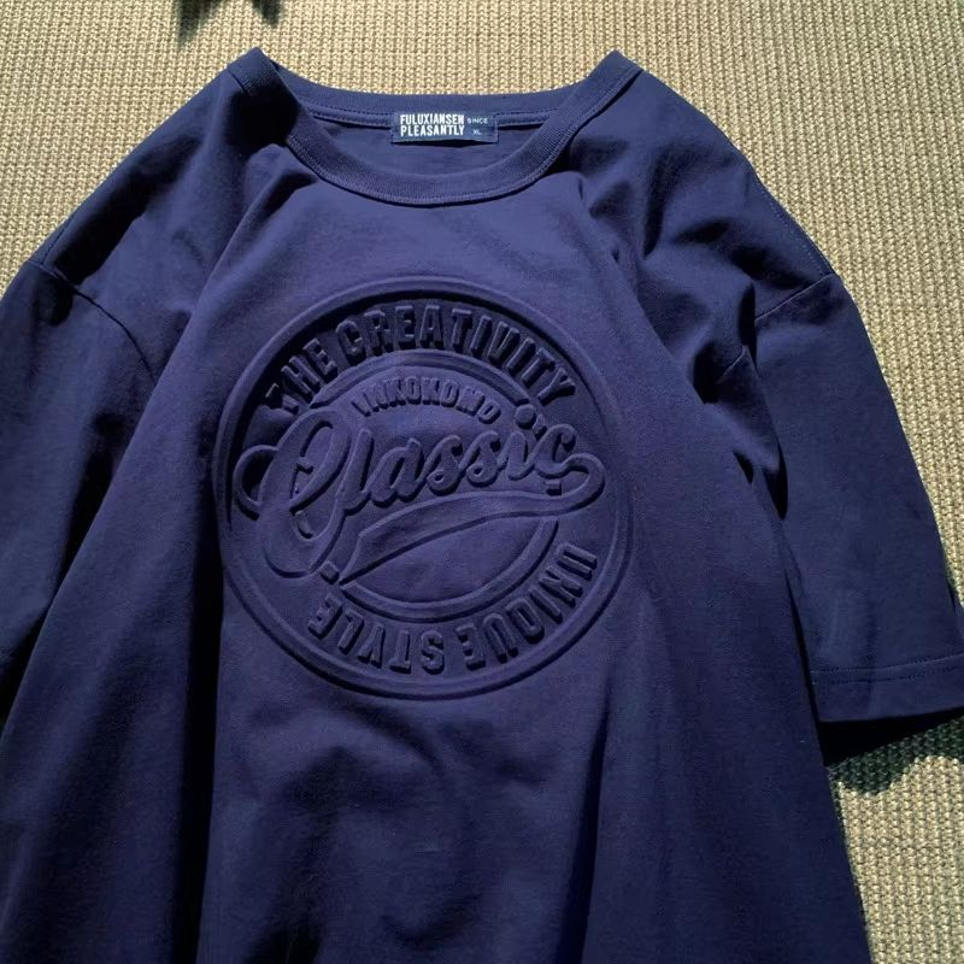 Vintage 3D Embossed Tshirt With SteelSeal Look  Oversized Streetwear Tee For Couples 2