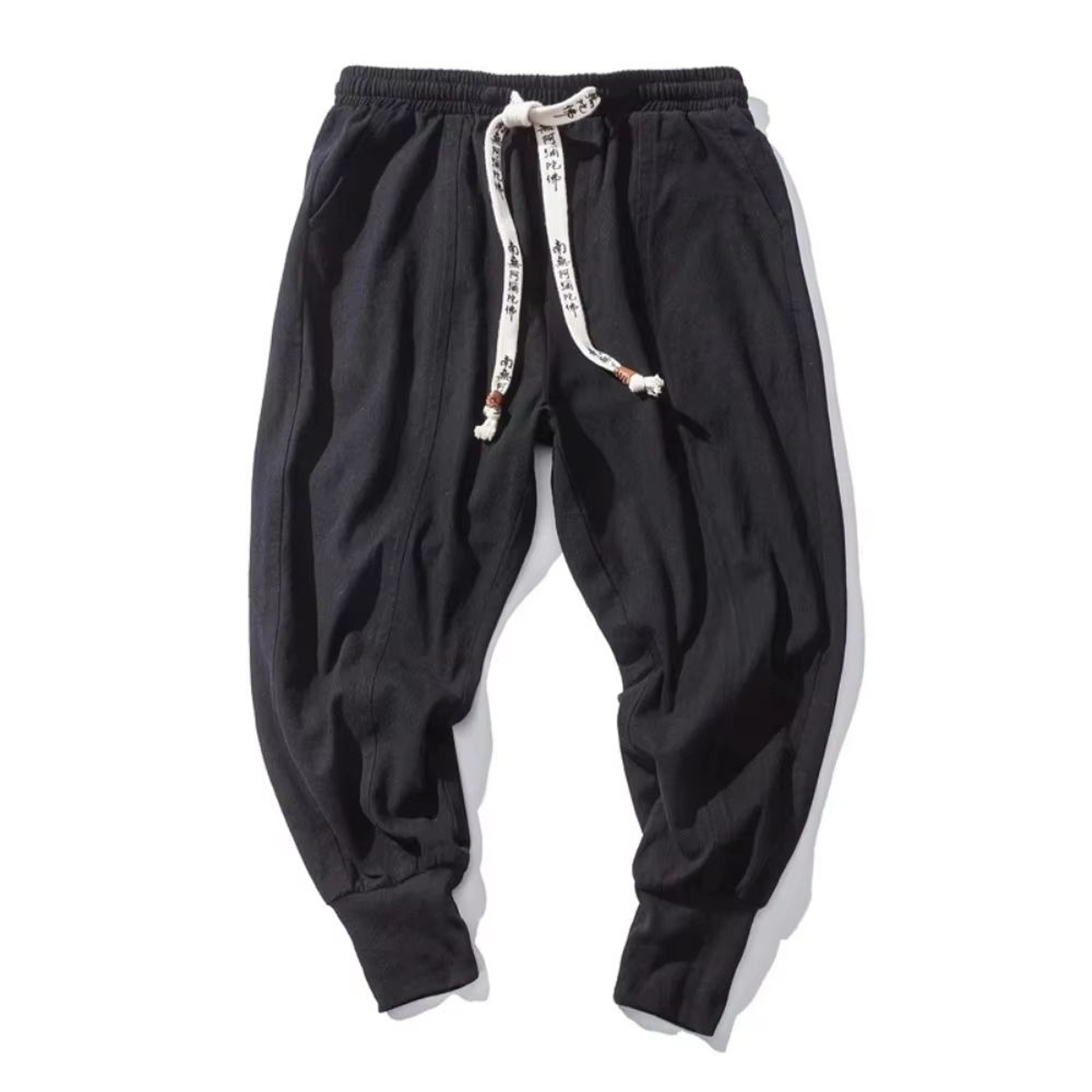 Mens CottonLinen Harem Joggers Relaxed DropCrotch Streetwear Pants 0