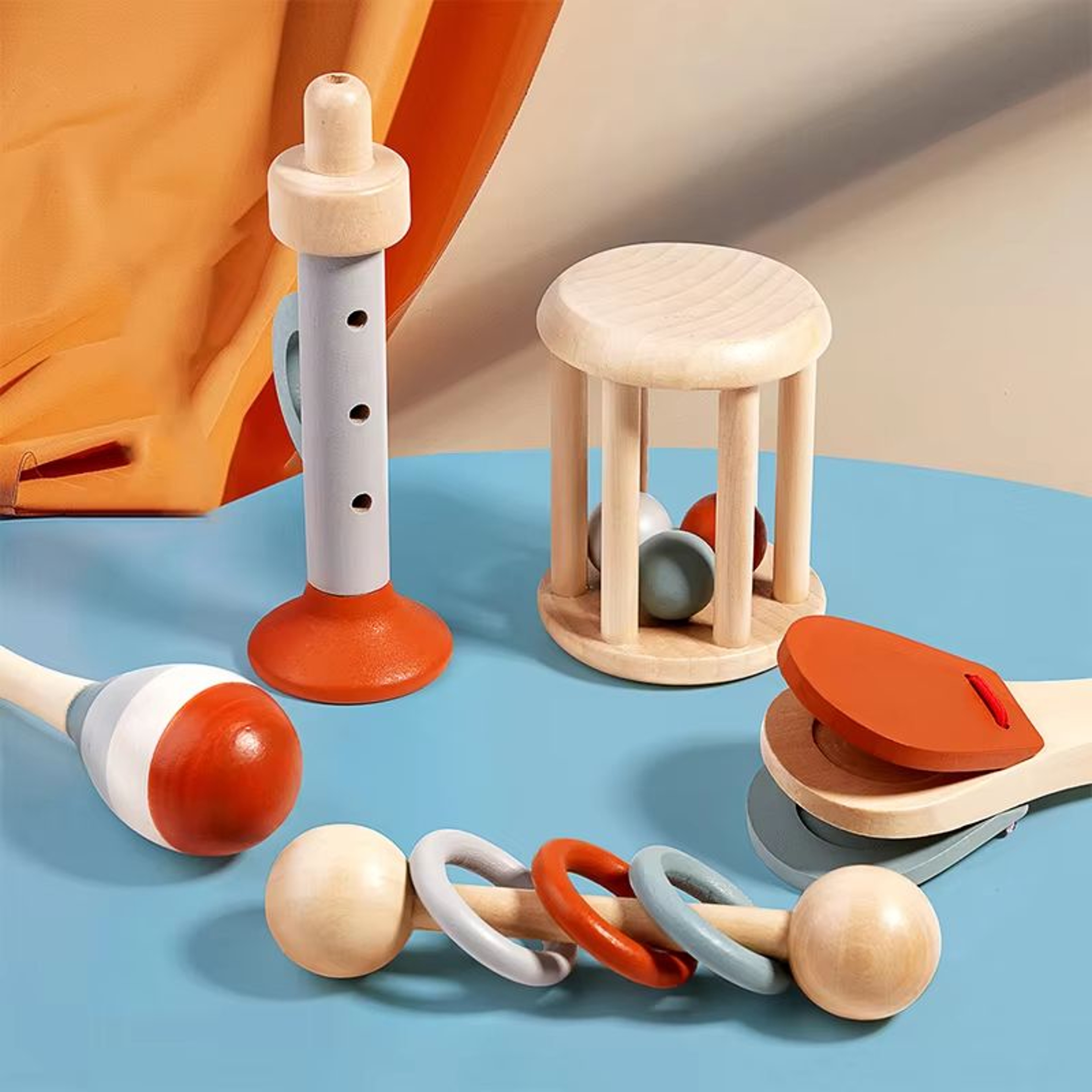 5Piece Baby Musical Instrument Set  Montessori Baby Toys Sensory Rattles For Early Play 0
