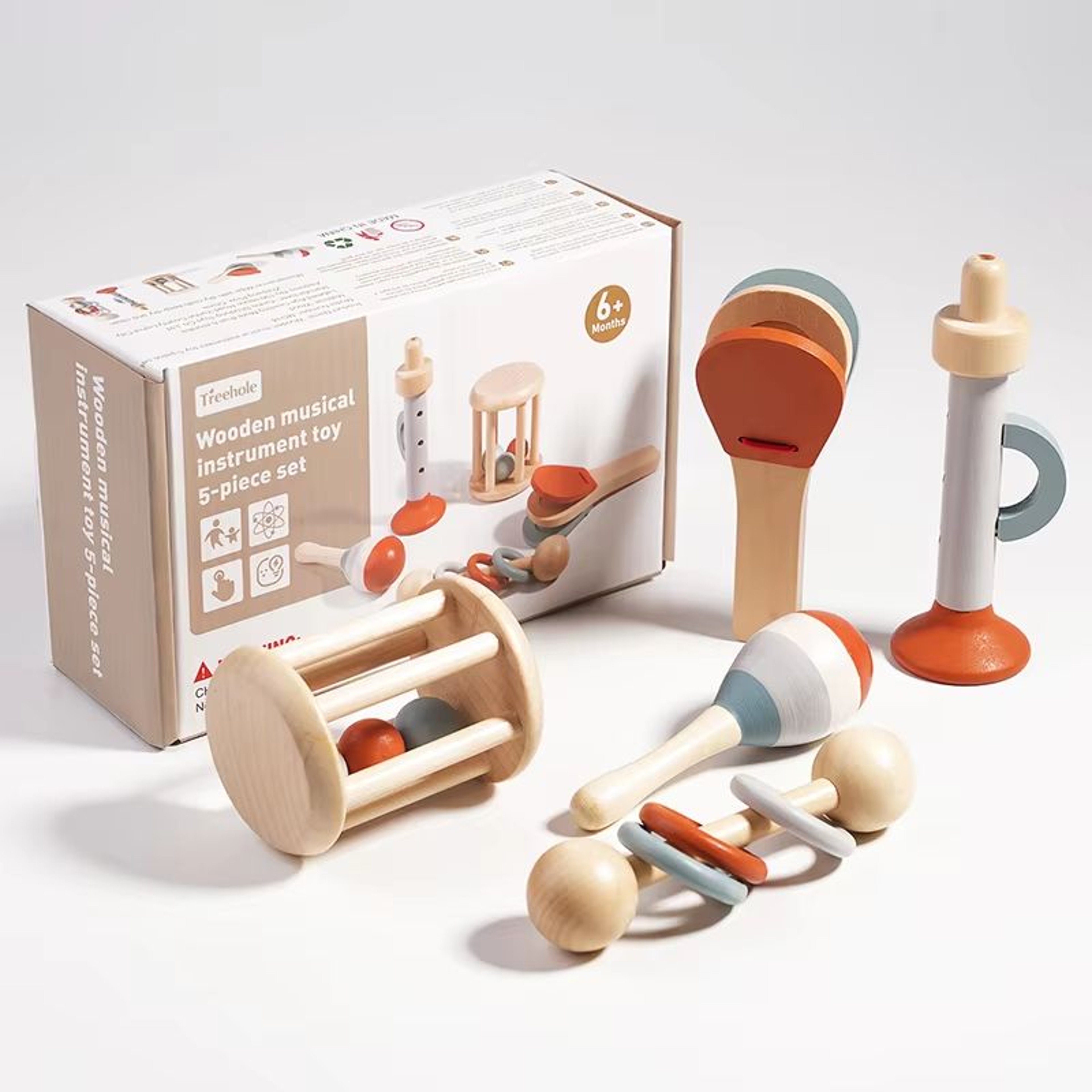 5Piece Baby Musical Instrument Set  Montessori Baby Toys Sensory Rattles For Early Play 6
