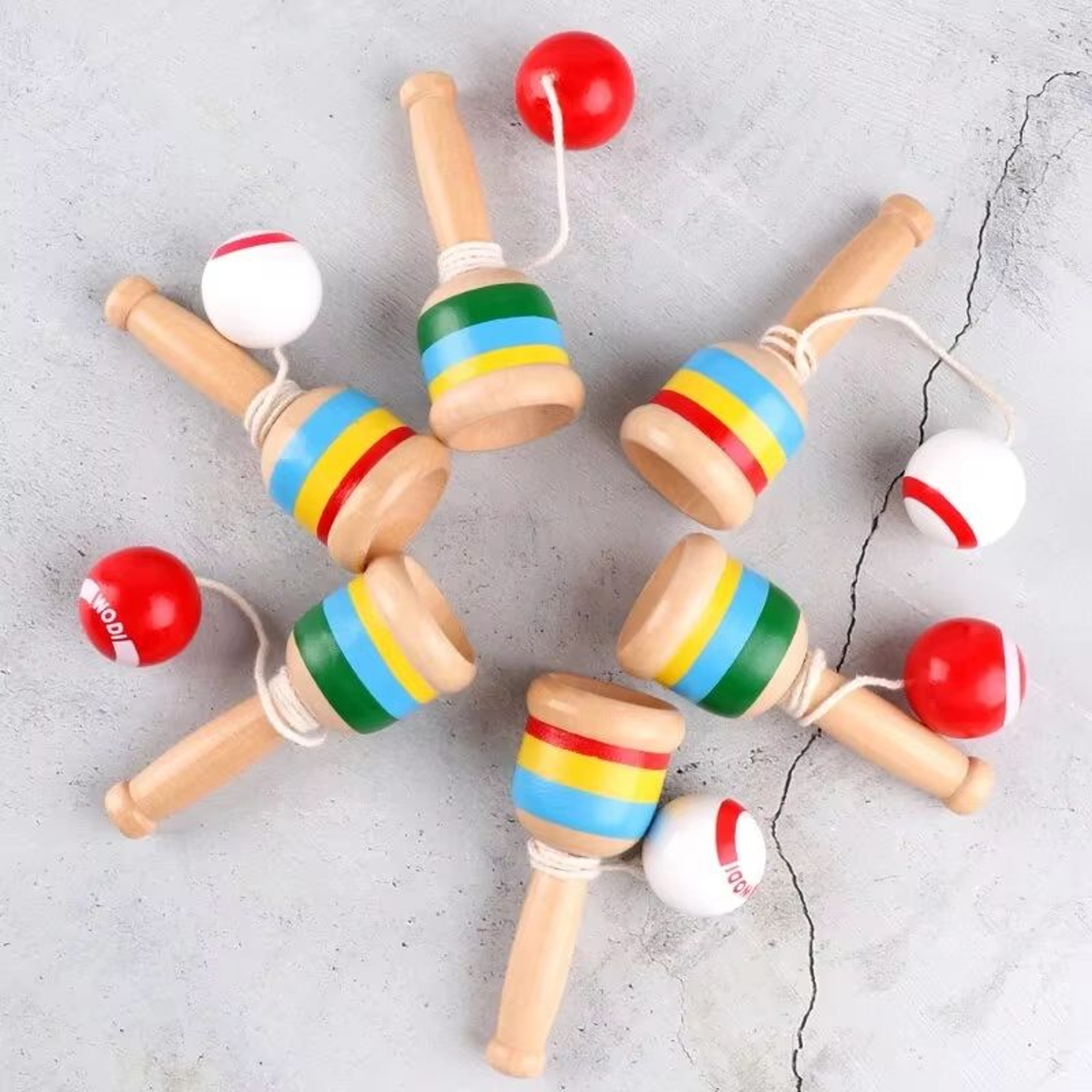 Montessori Wooden CupandBall Skill Toy ThrowandCatch Game For Kids 0