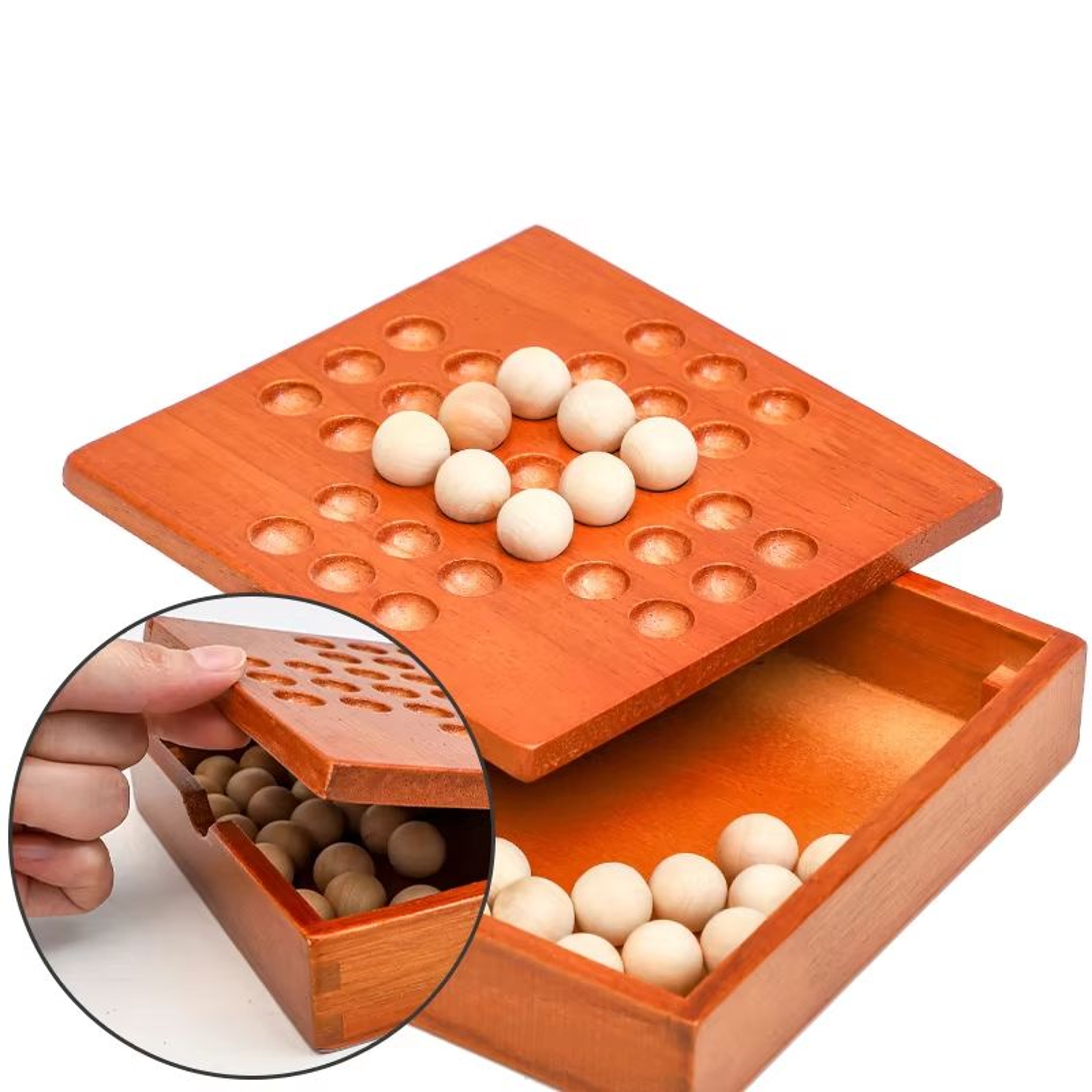 Wooden Peg Solitaire Board Game SinglePlayer Diamond Puzzle For Focus  Logic 3