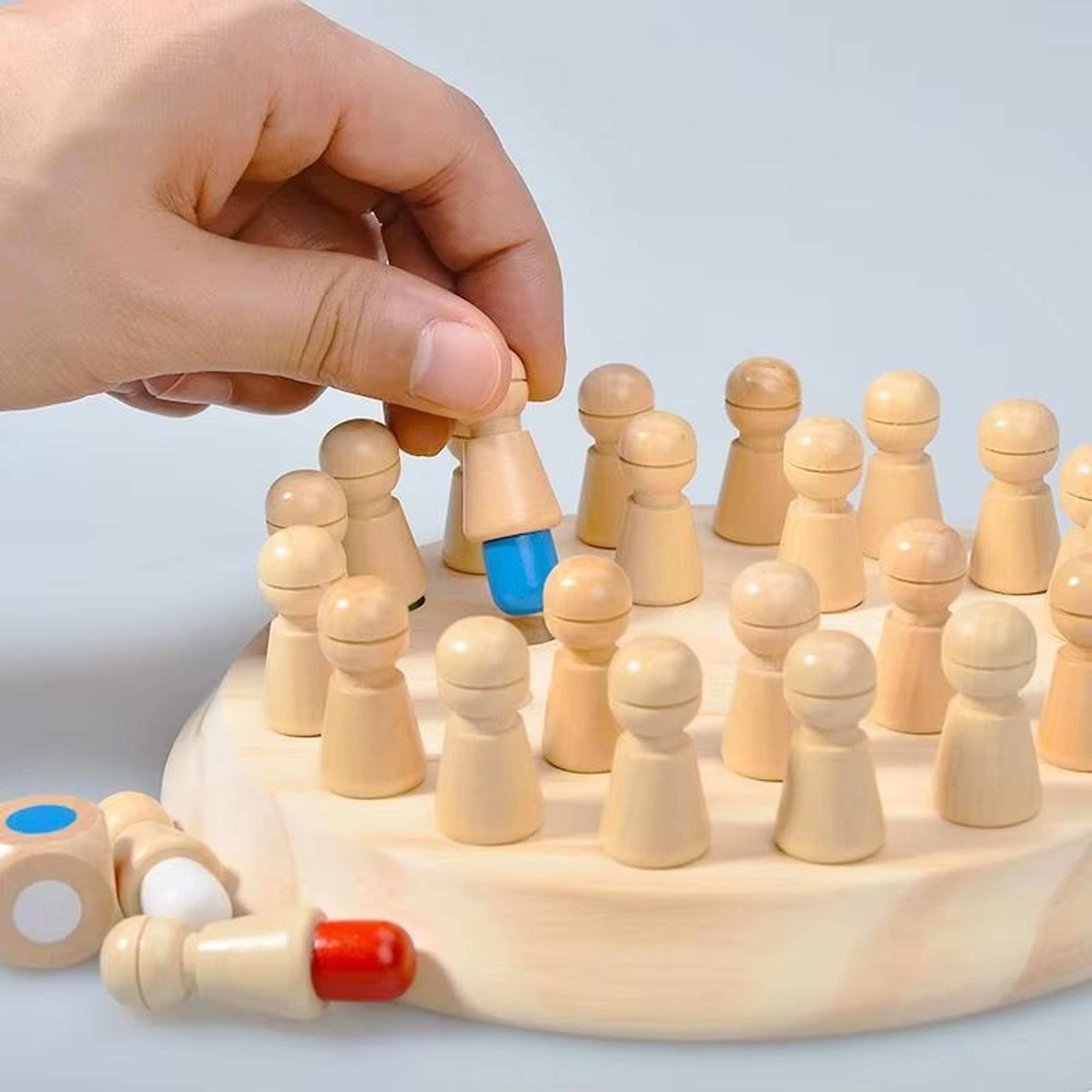 Wooden Memory Match Stick Chess  Montessori Color Matching Dice Game 0