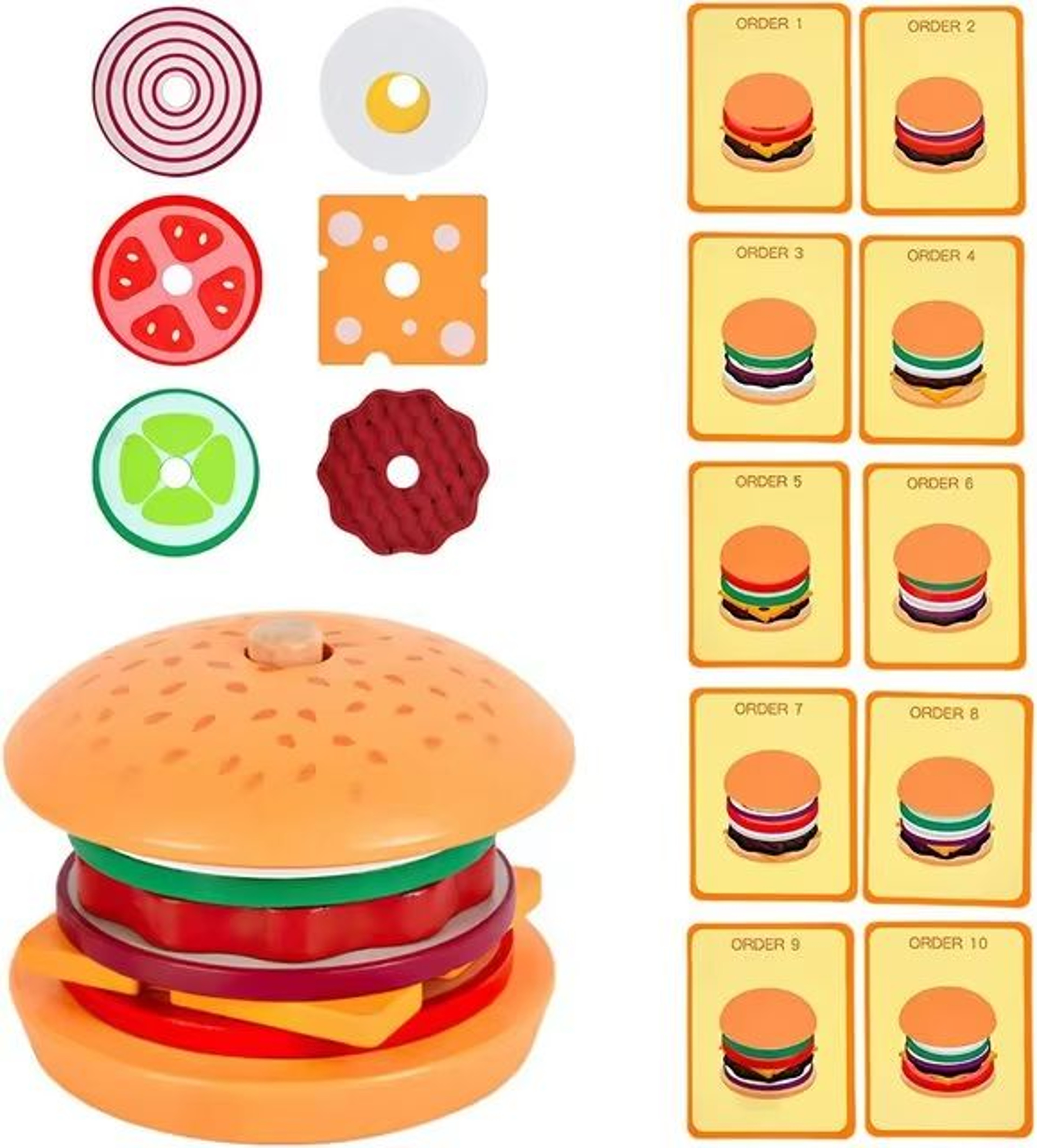 BuildaBurger Wooden Burger Stacking Toy For Toddlers 6