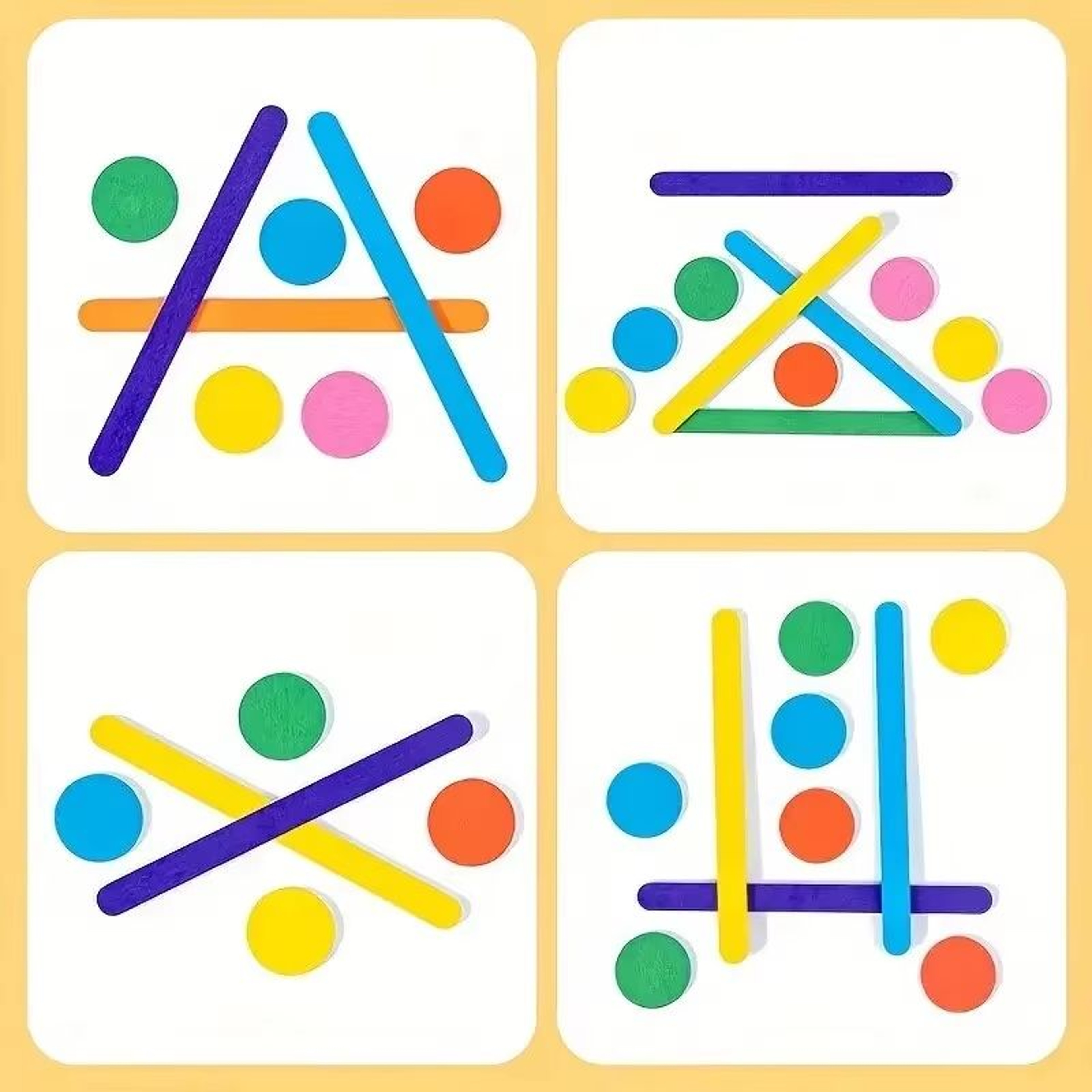 Rainbow Stick Puzzle Montessori Brain Teaser Wooden Stick Challenge Game With Pattern Cards 1