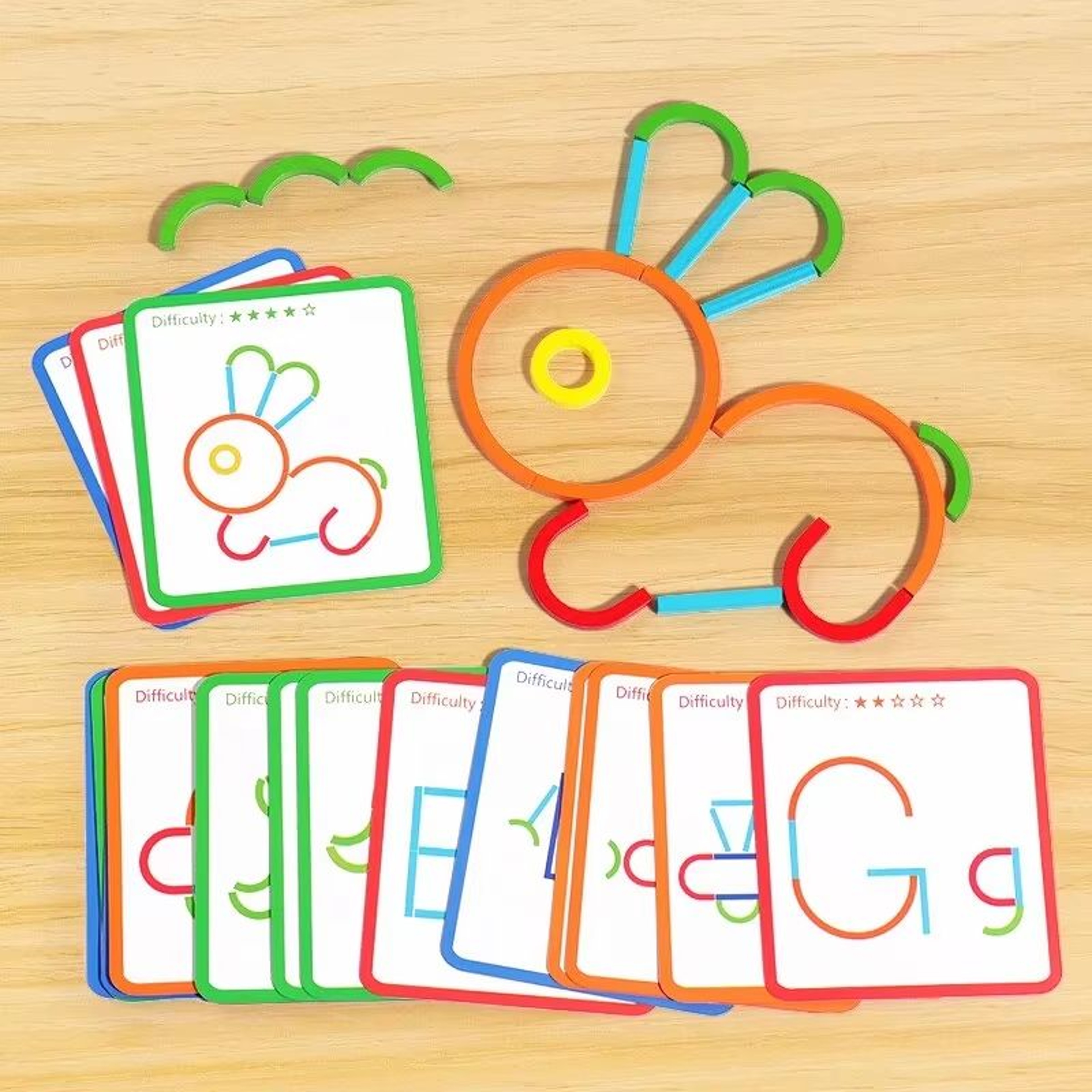 Wooden Sticks  Rings Puzzle Set Montessori DIY BrainBuilder Blocks 3