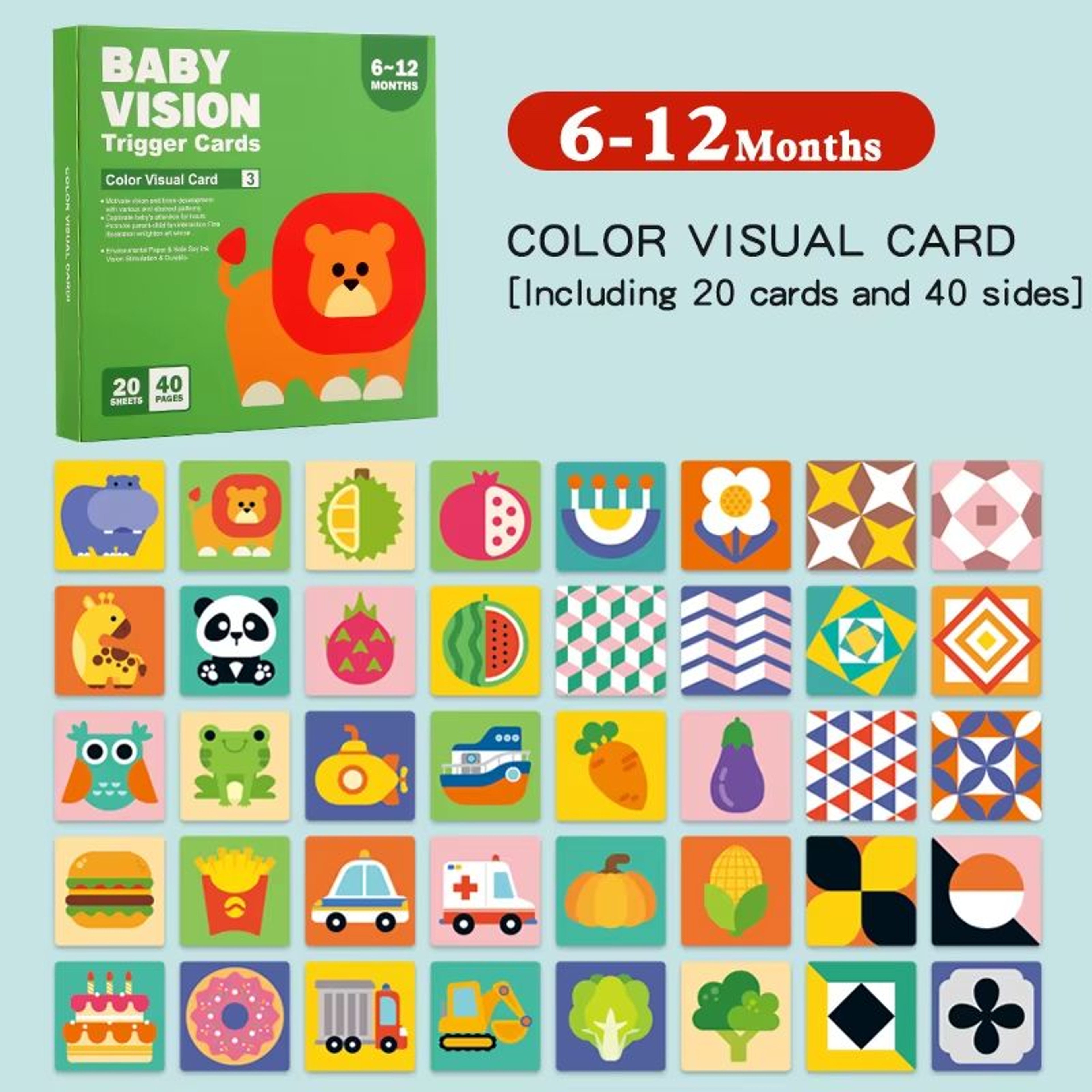 High Contrast Baby Cards Montessori Visual Stimulation Flash Cards For Newborns 5