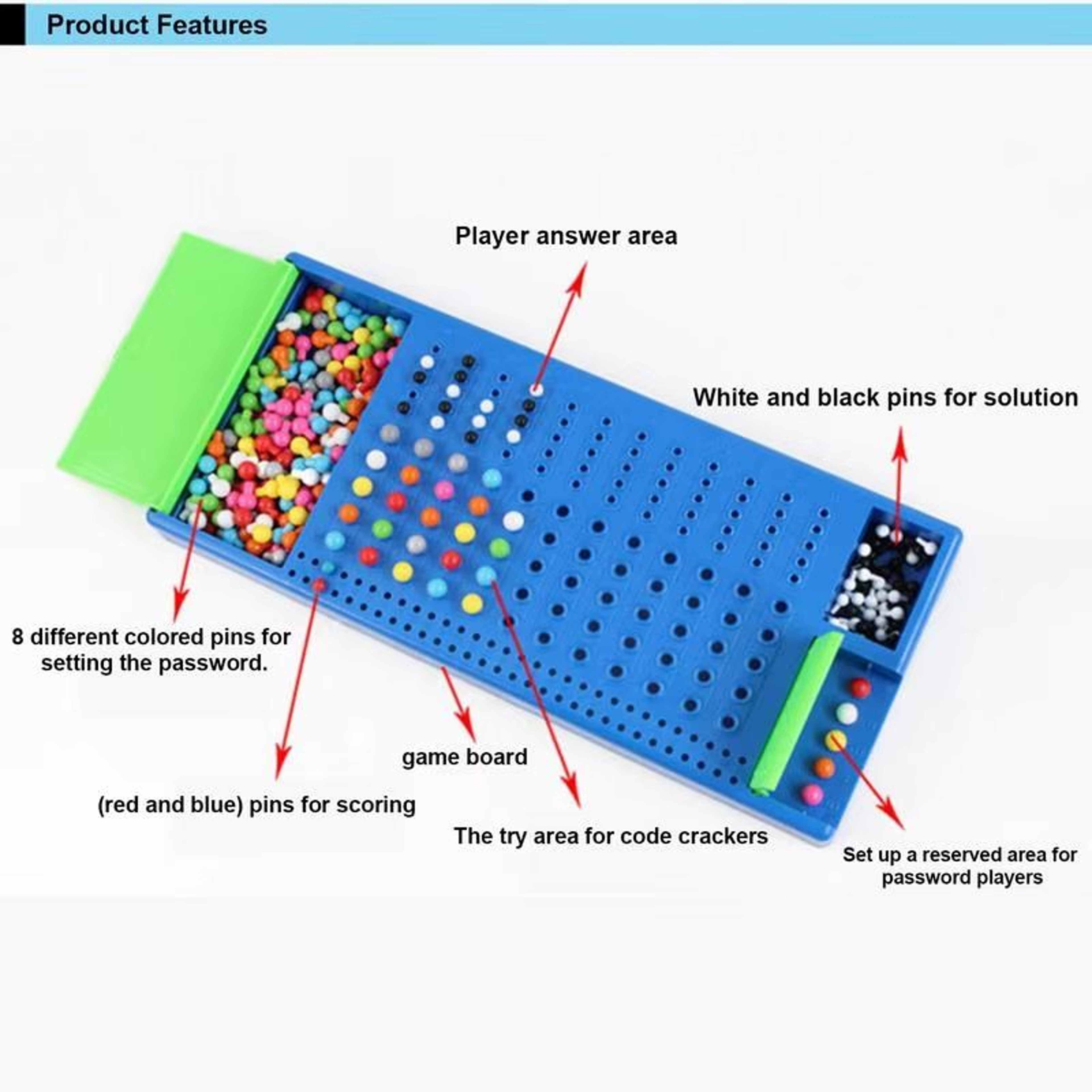 Code Breaking Board Game For 2 Players Family Logic Puzzle With Scoring Pegs 2