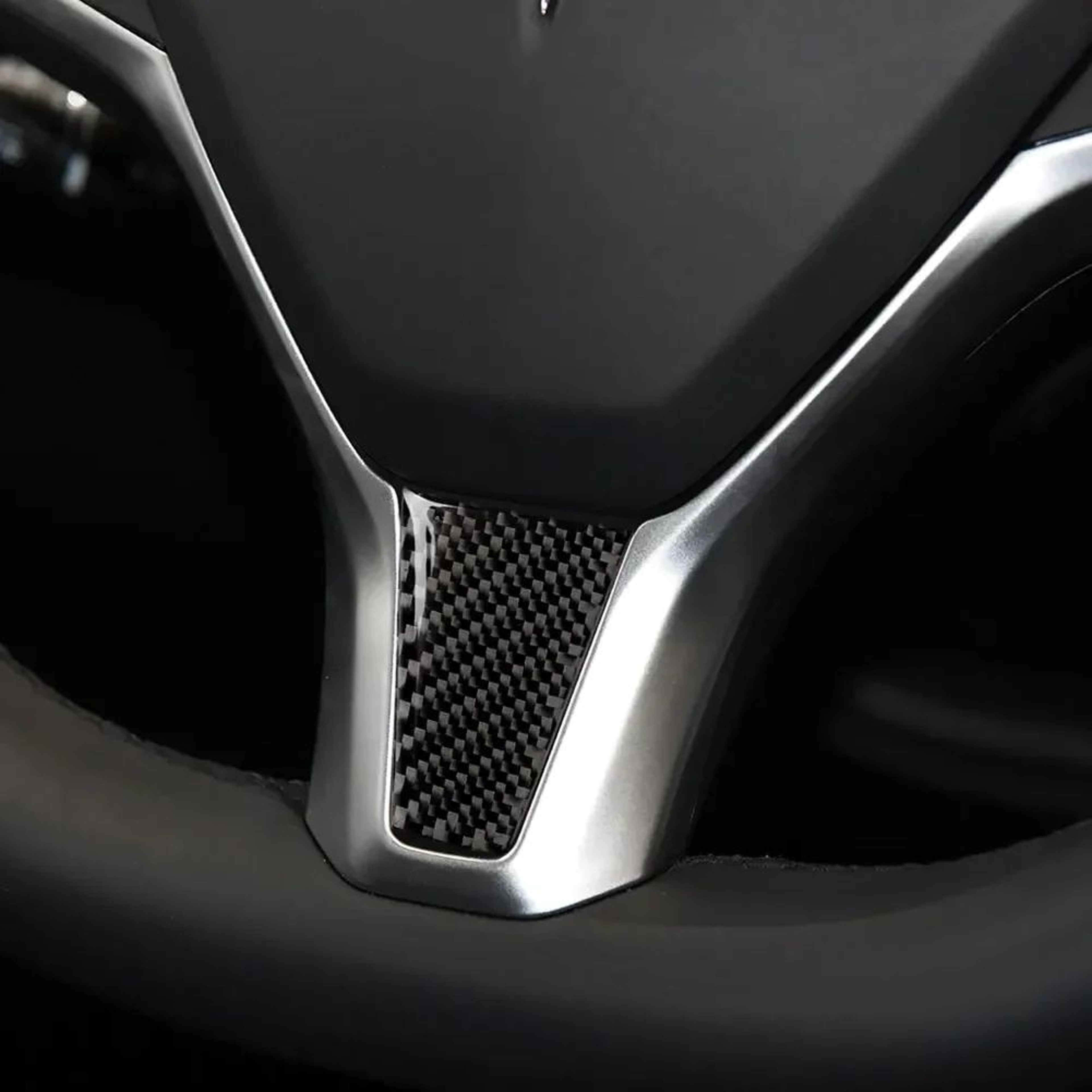 Carbon Fiber Steering Wheel Cover Sticker For Tesla Model S  X  Interior Trim Upgrade 0