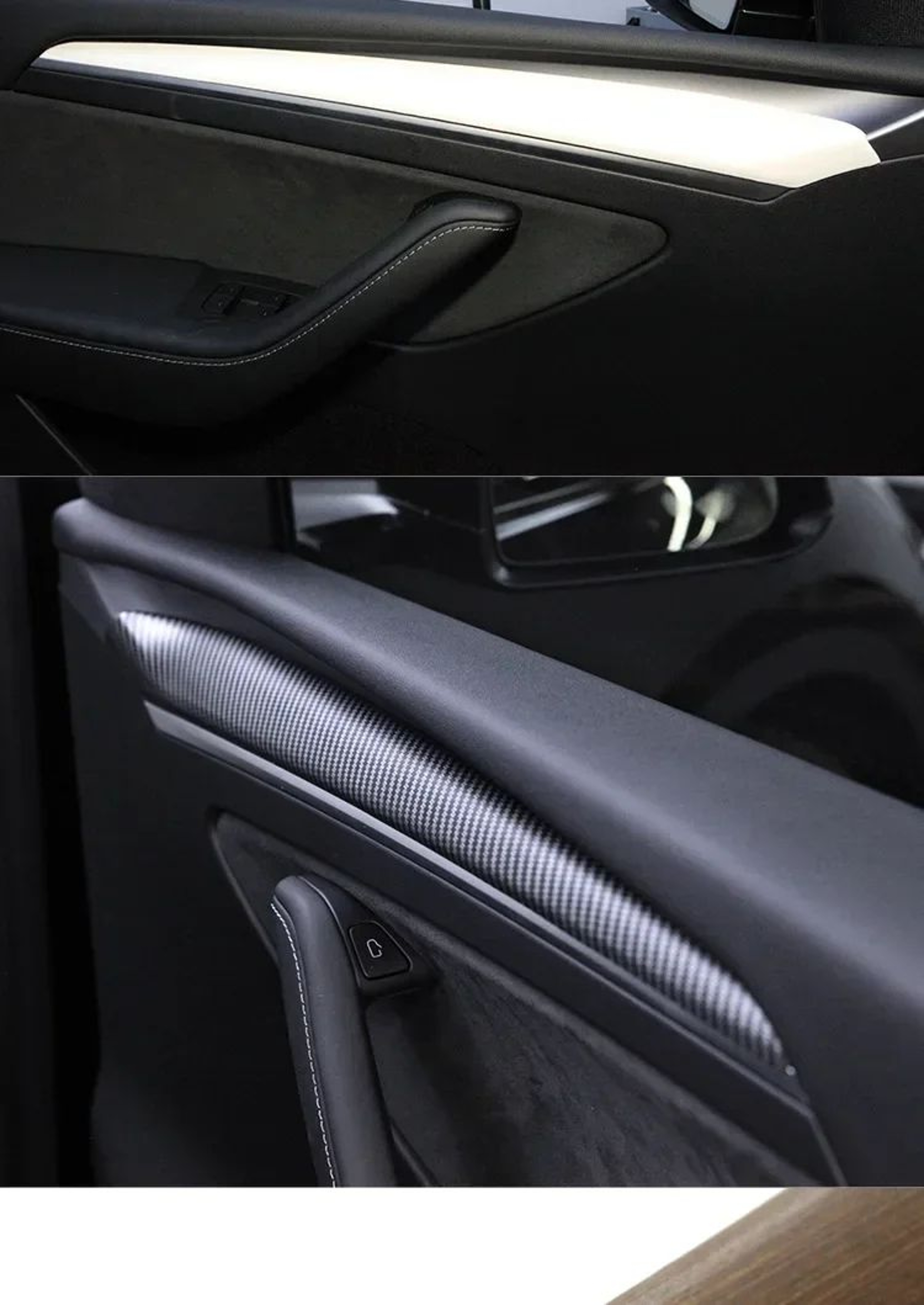 Carbon Fiber Interior Trim Cover Set For Tesla Model 3  Model Y  Door  Console Panel Decoration 2