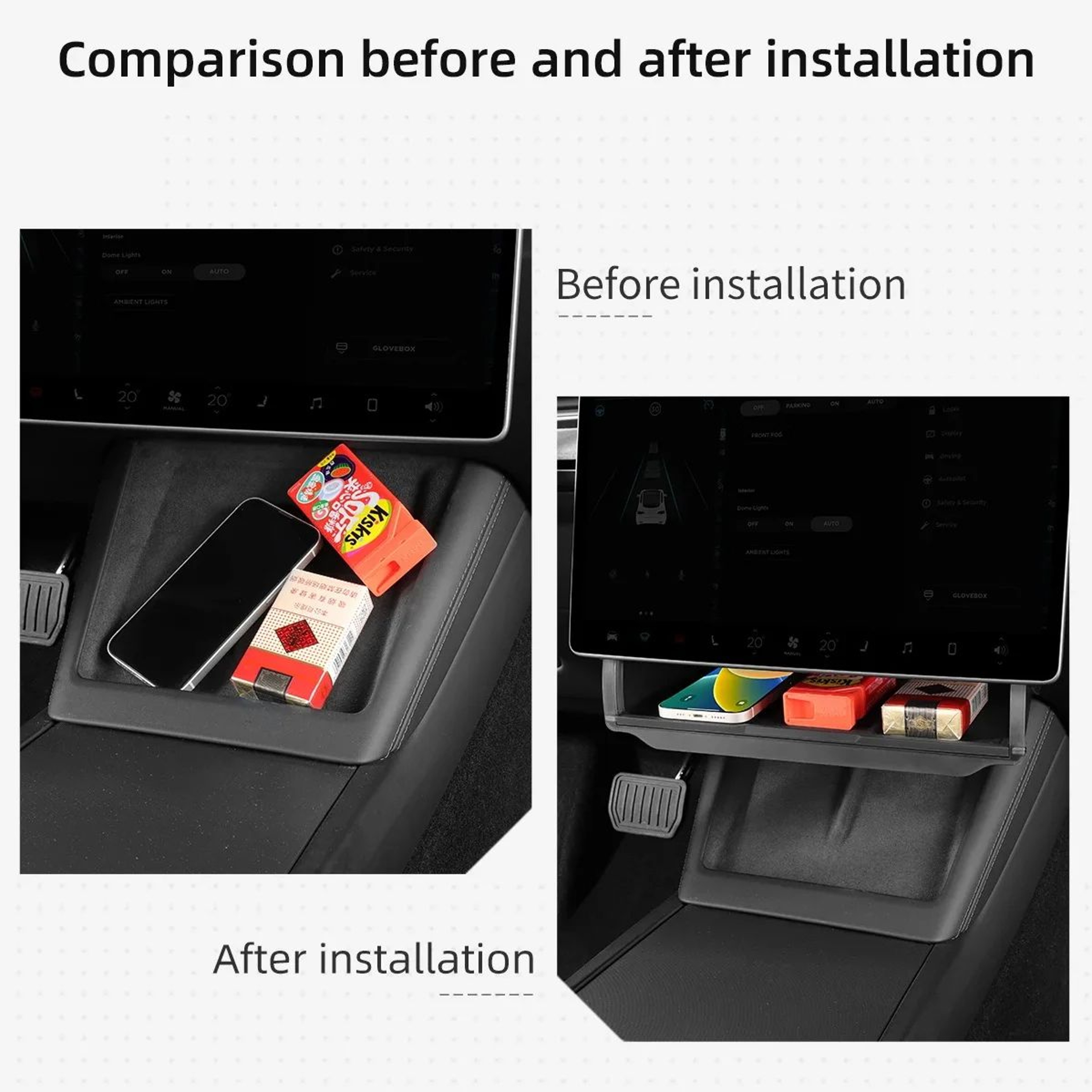 Tesla Under Screen Storage Organizer For Model Y Juniper 2025  Model 3 Highland  Hidden Central Con 2