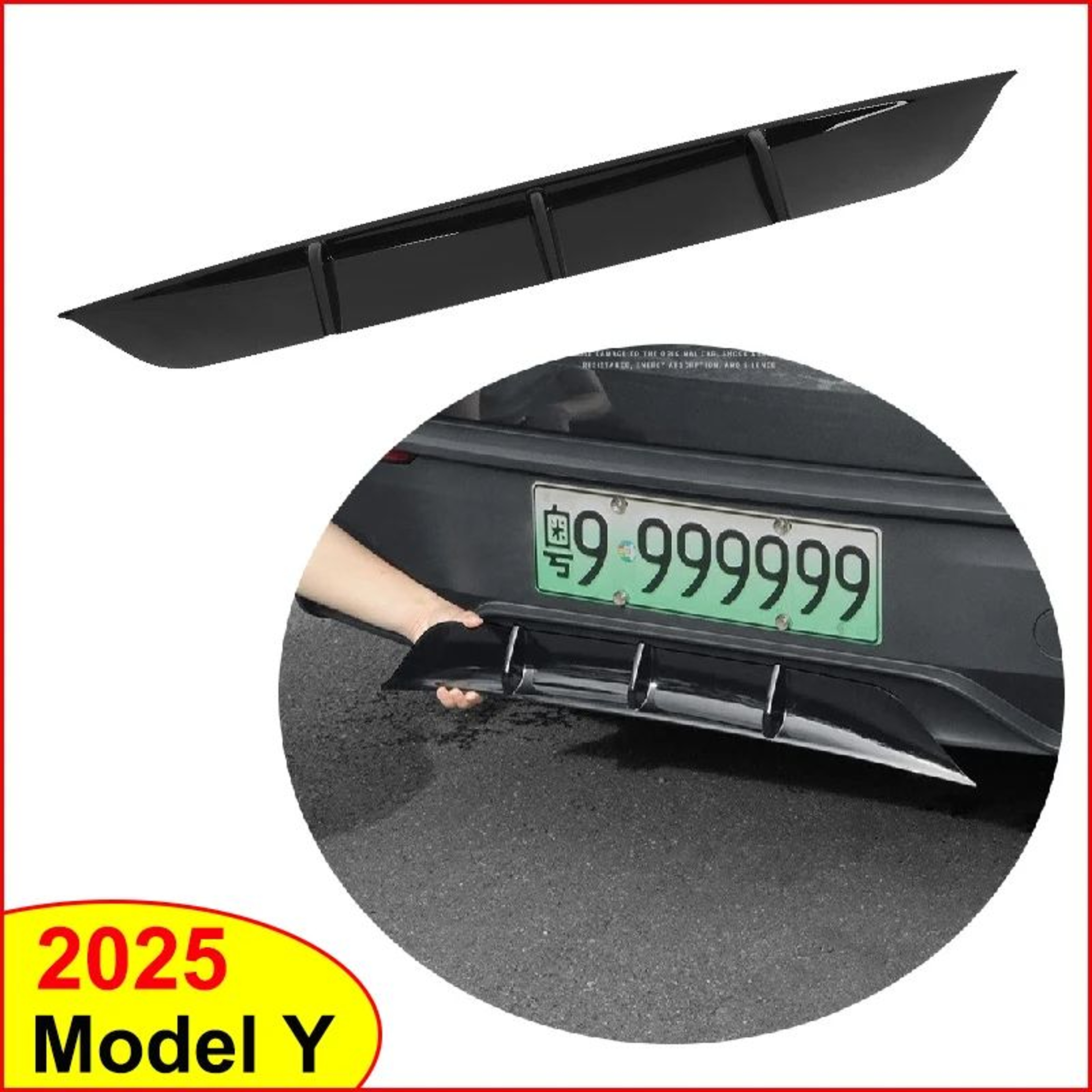 Tesla Rear Bumper Spoiler Lip For Model Y Juniper 2025  ABS Rear Diffuser Protector With Carbon Fib 0