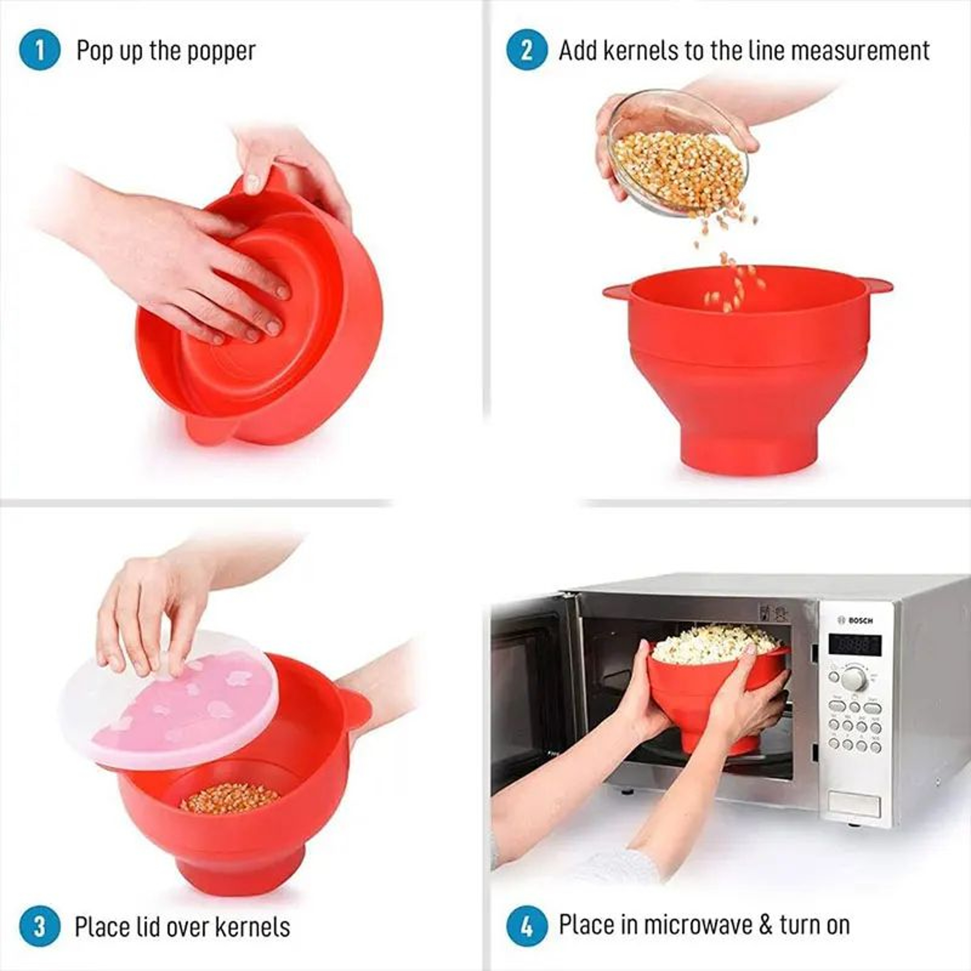 Silicone Microwave Popcorn Popper  BPAFree Collapsible Popcorn Bowl With Lid 2