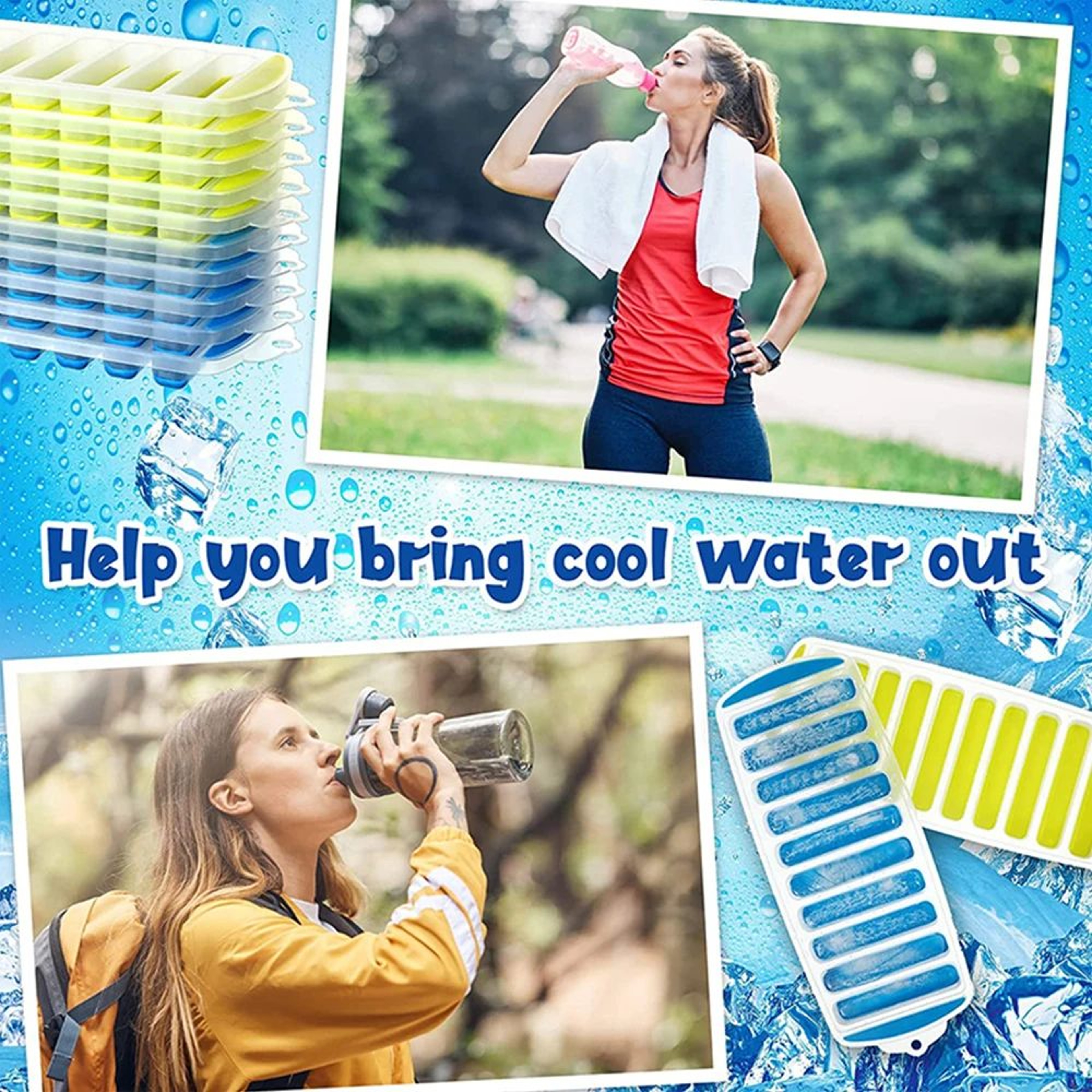 PopOut Ice Stick Tray With Lid  Reusable Ice Cube Tray For Water Bottles 2