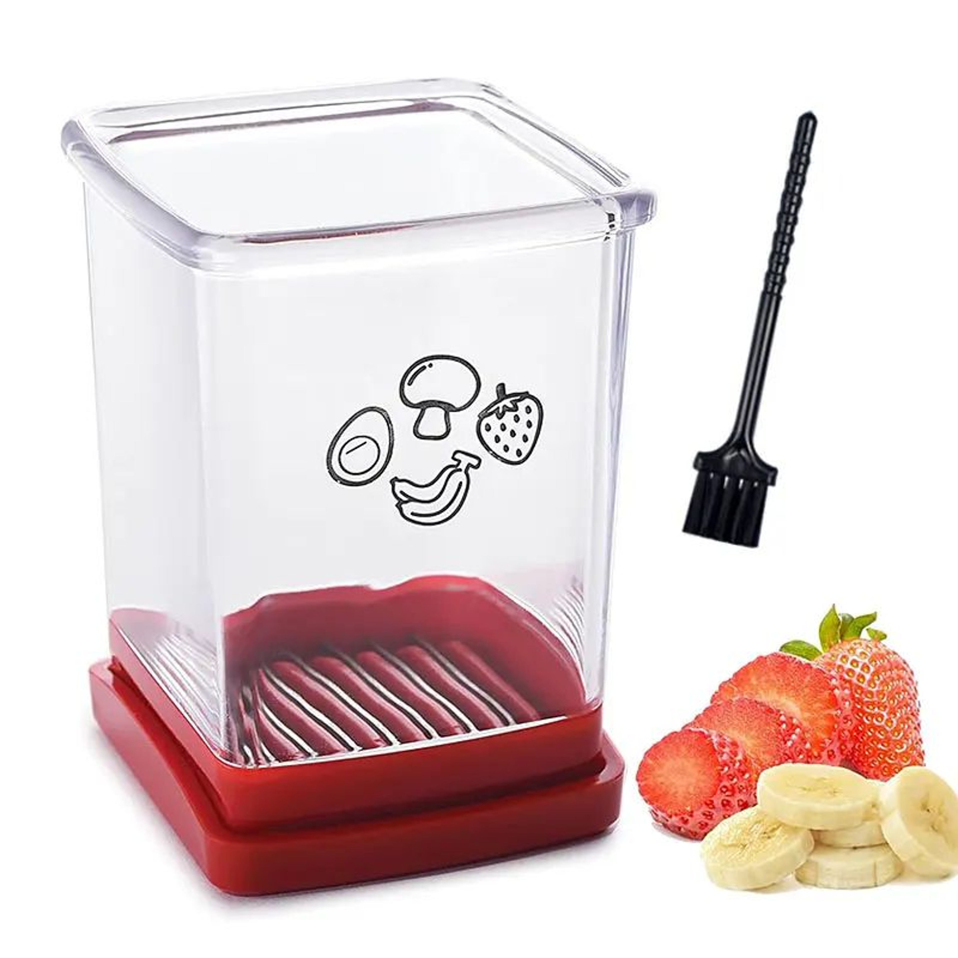 Speed Cup Fruit Slicer With Push Plate  Easy Banana  Egg Cutter For Quick Salads 0