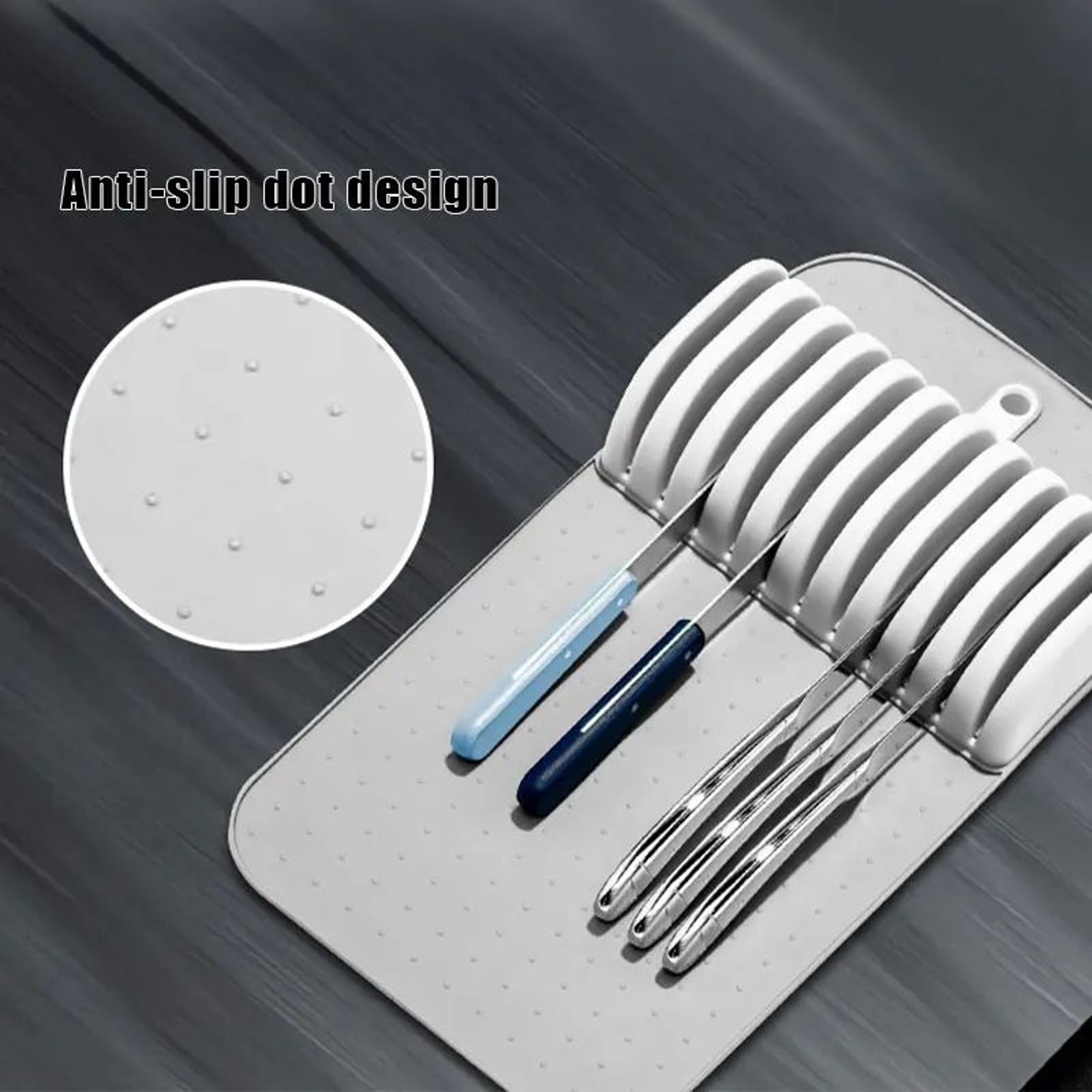 Large Knife Drawer Organizer Mat  NonSlip Kitchen Knife Holder With 5 Or 11 Slots 1