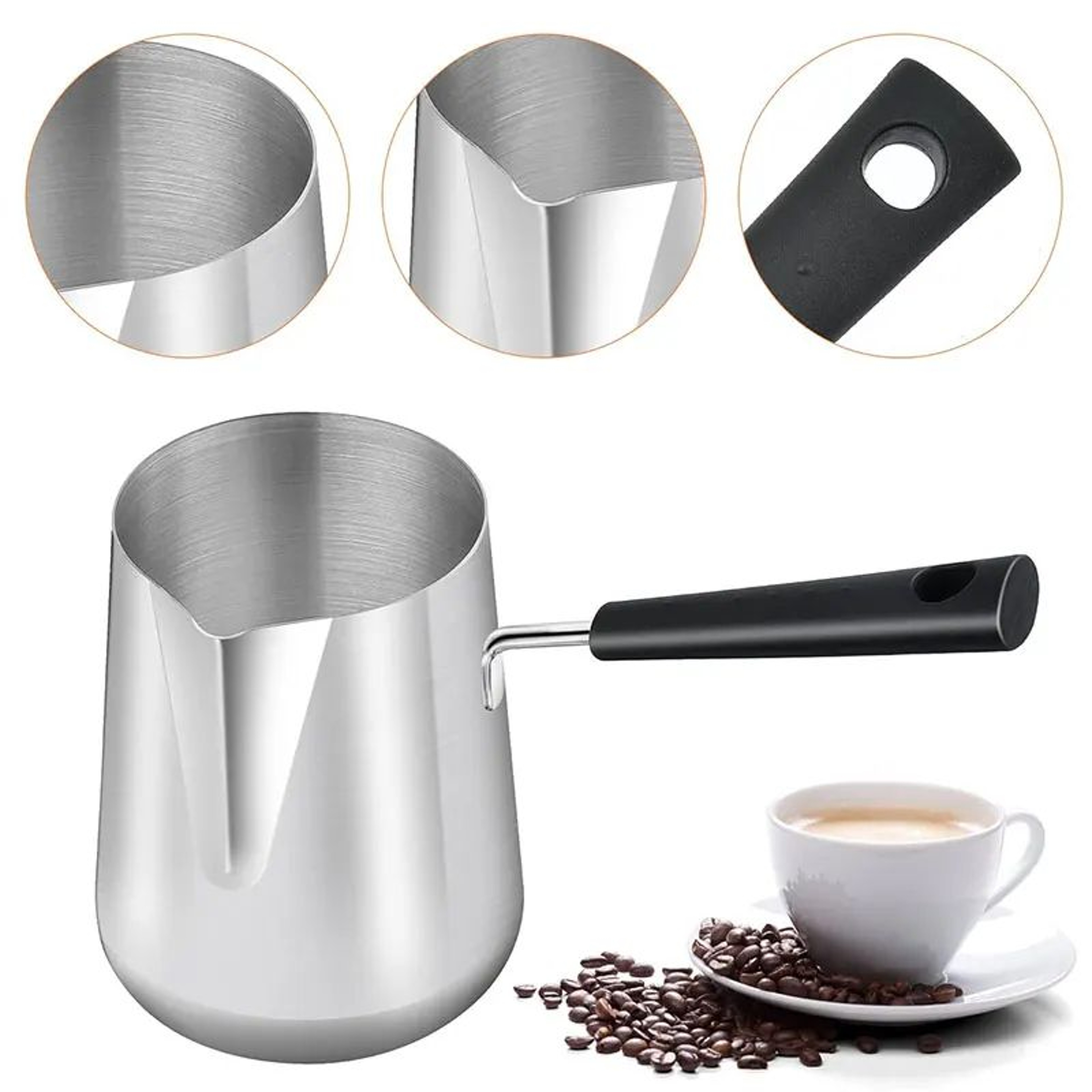 Stainless Steel Turkish Coffee Pot With Long Handle  Precision Milk Warmer  Chocolate Melting Pan 4