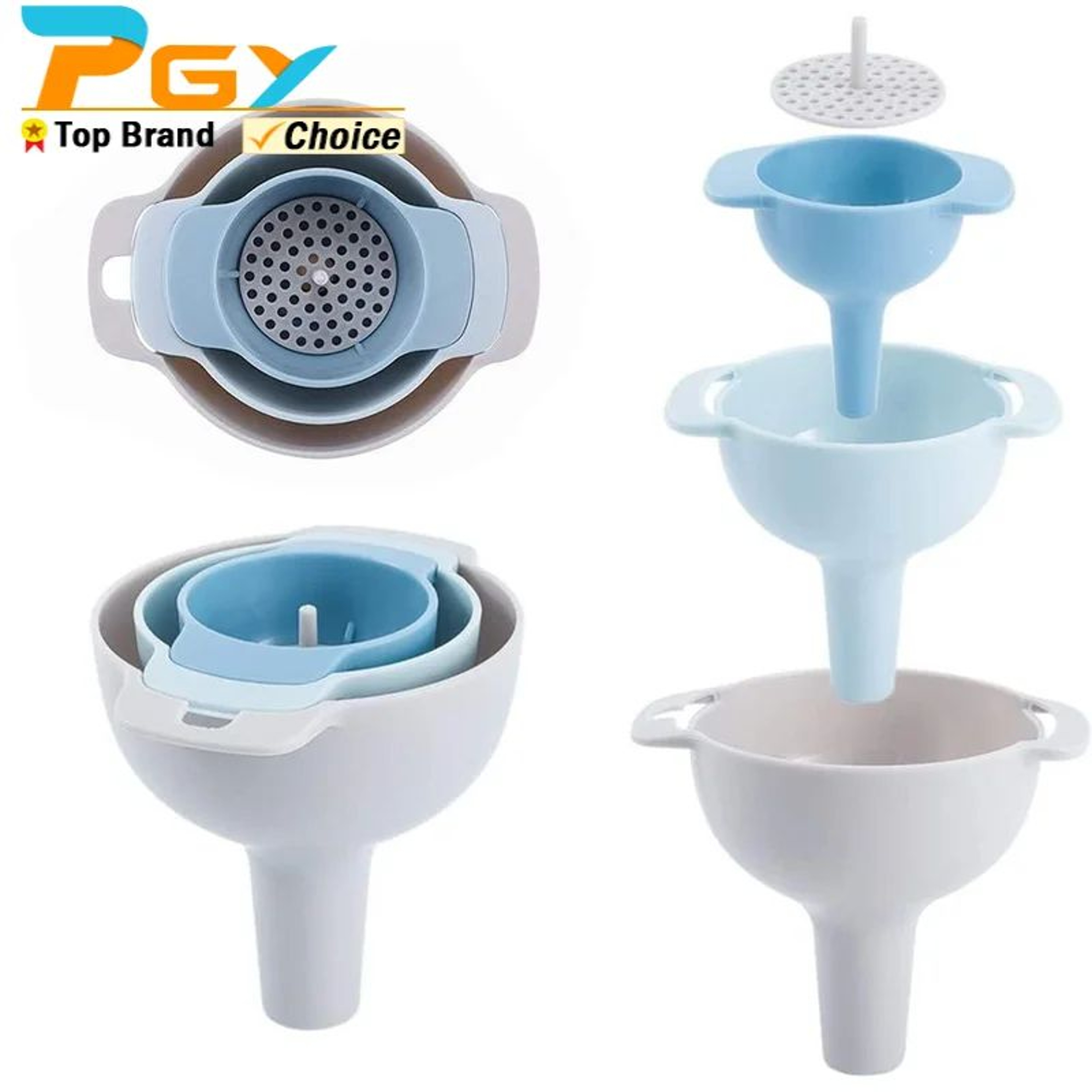 4in1 Kitchen Funnel Set With Strainer  BPAFree Food Grade Oil  Bottle Funnels 0