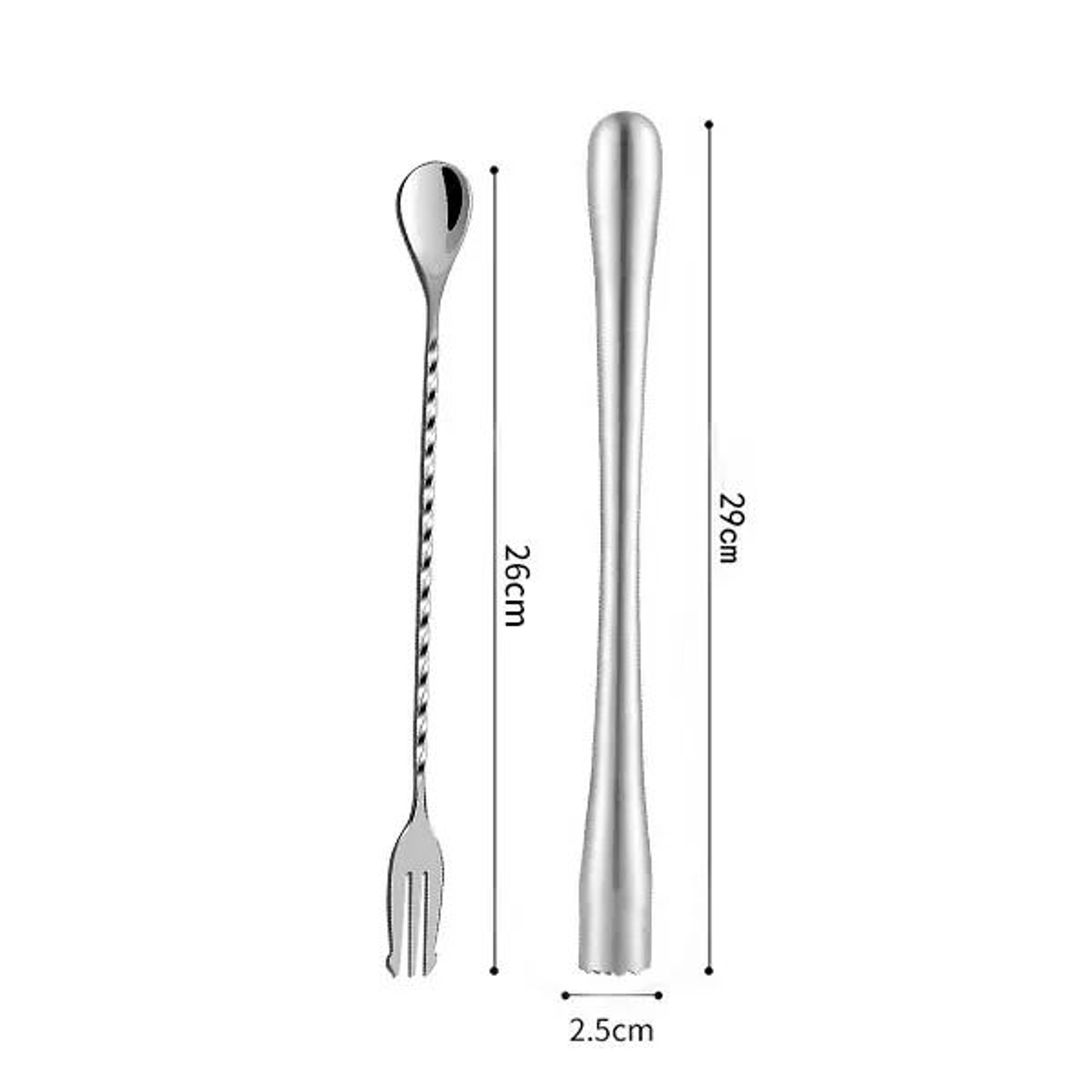 Stainless Steel Cocktail Muddler  Mixing Spoon Set  Professional Bar Stirrer Tools 2Piece 5