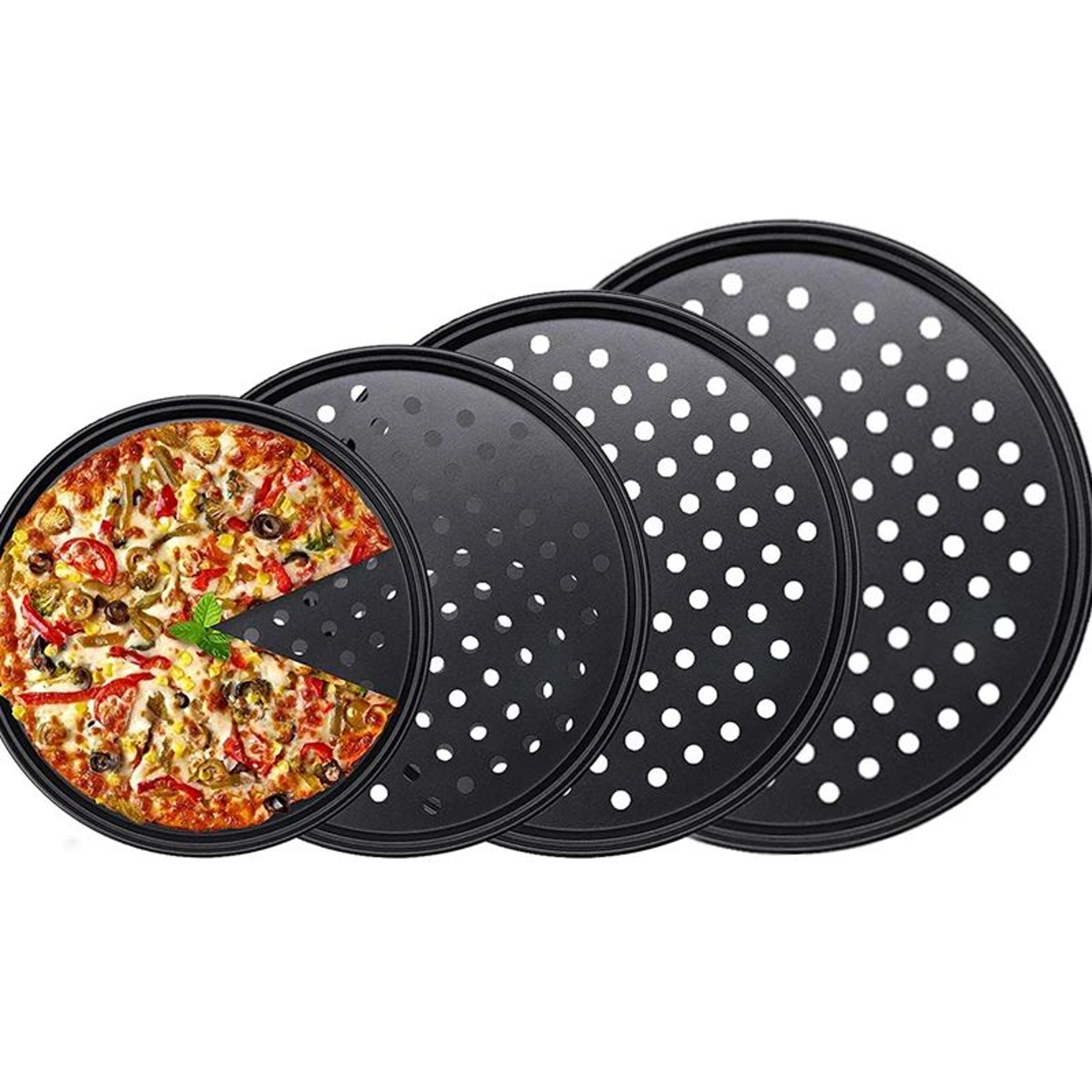 Nonstick Pizza Crisper Tray With Holes  Carbon Steel Deep Dish Pizza Baking Pan 0