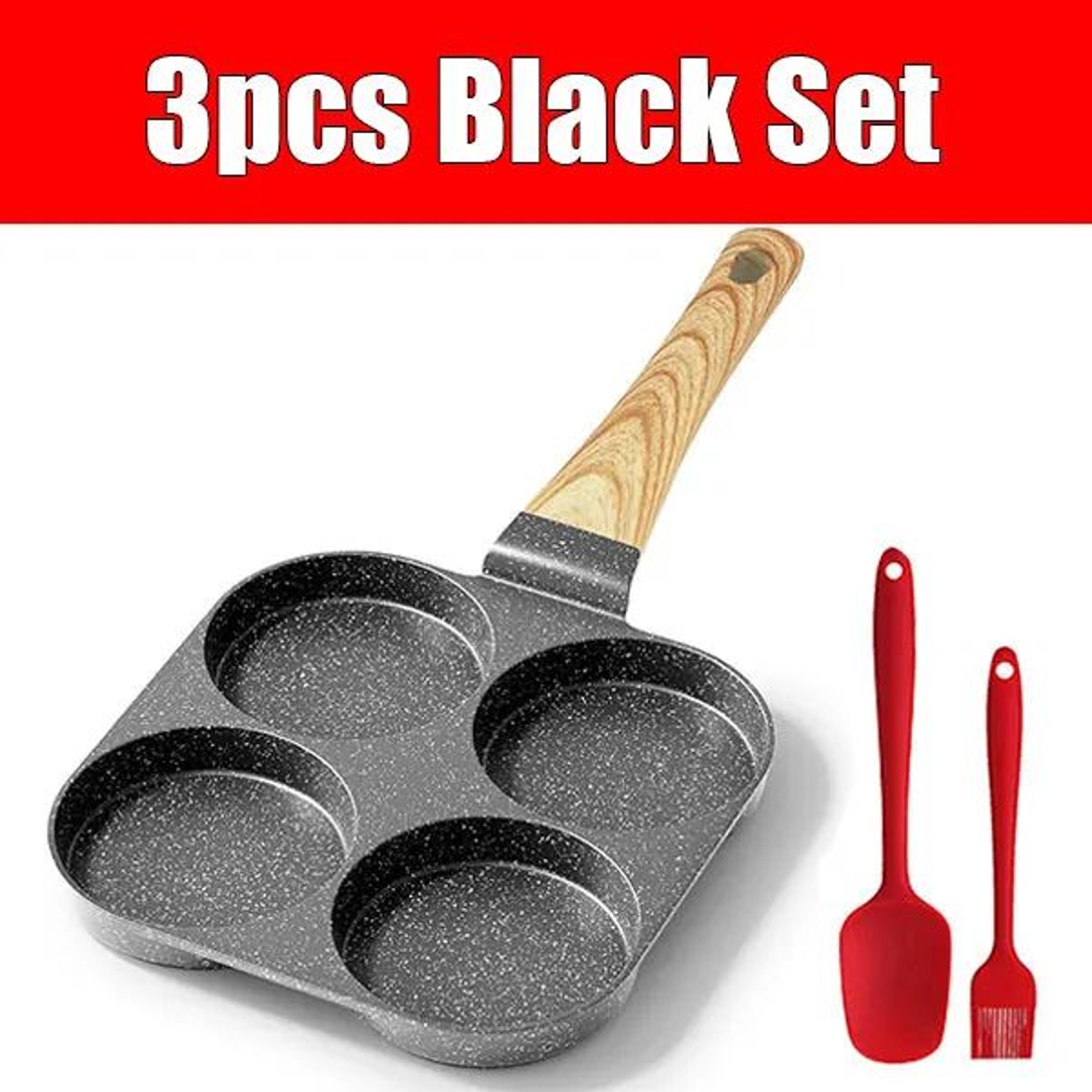 4Cup Egg Pan Omelette Skillet  Nonstick Granite Pan For Gas  Induction Cooking 4