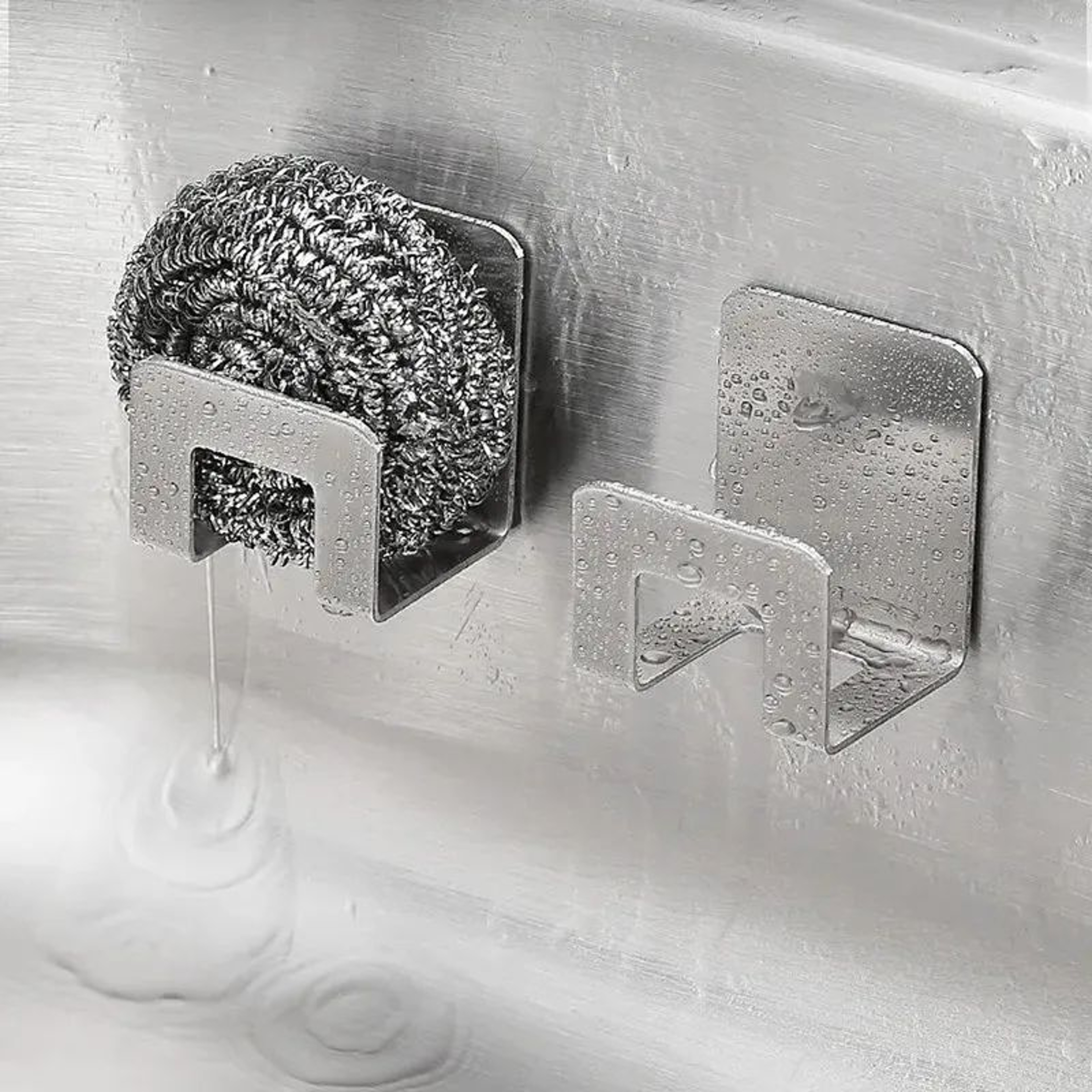 Stainless Steel Sink Tray Drainer  SelfAdhesive Sponge  Rag Holder Organizer 1