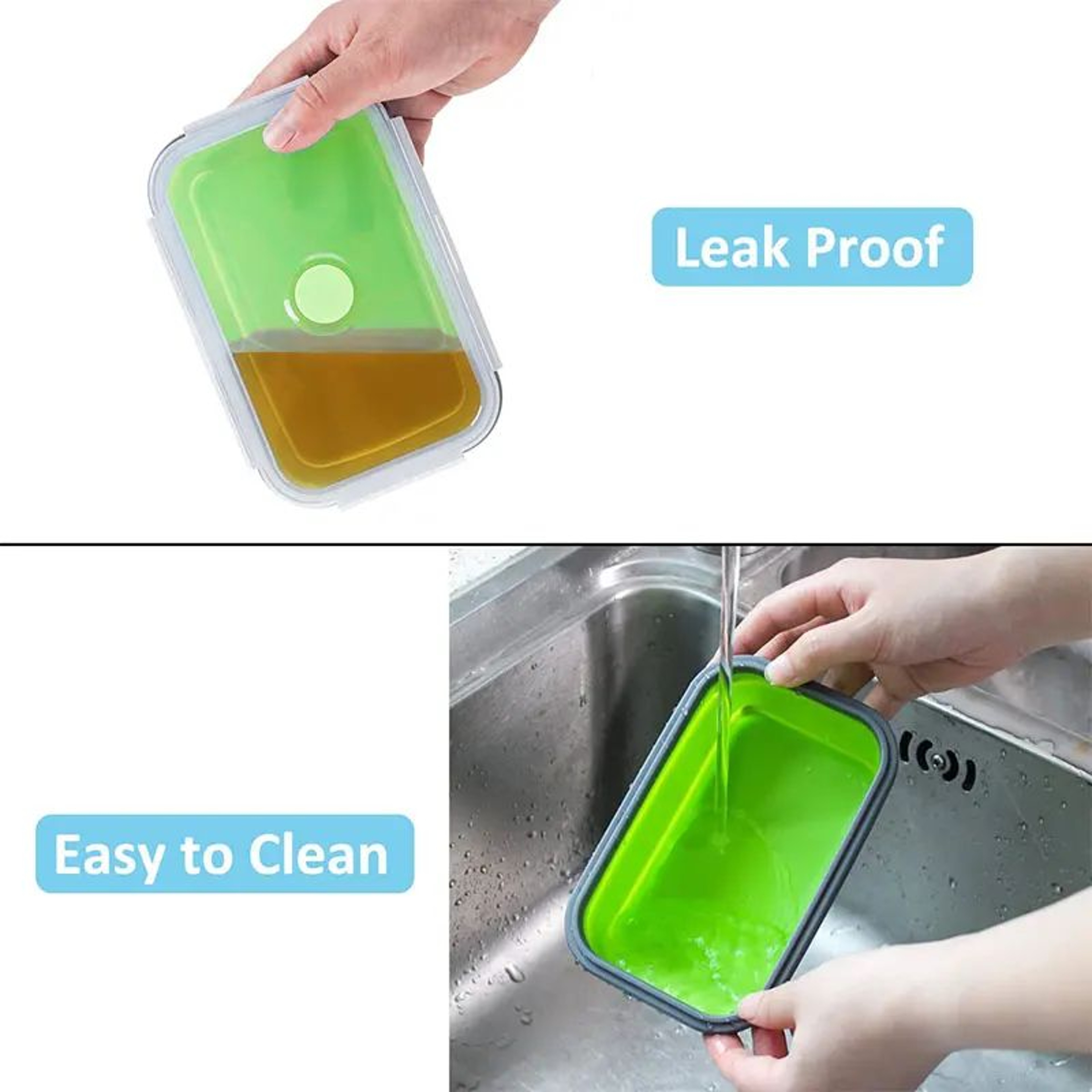 Collapsible Silicone Bento Lunch Box  Portable Food Storage Container For Home  Travel 3