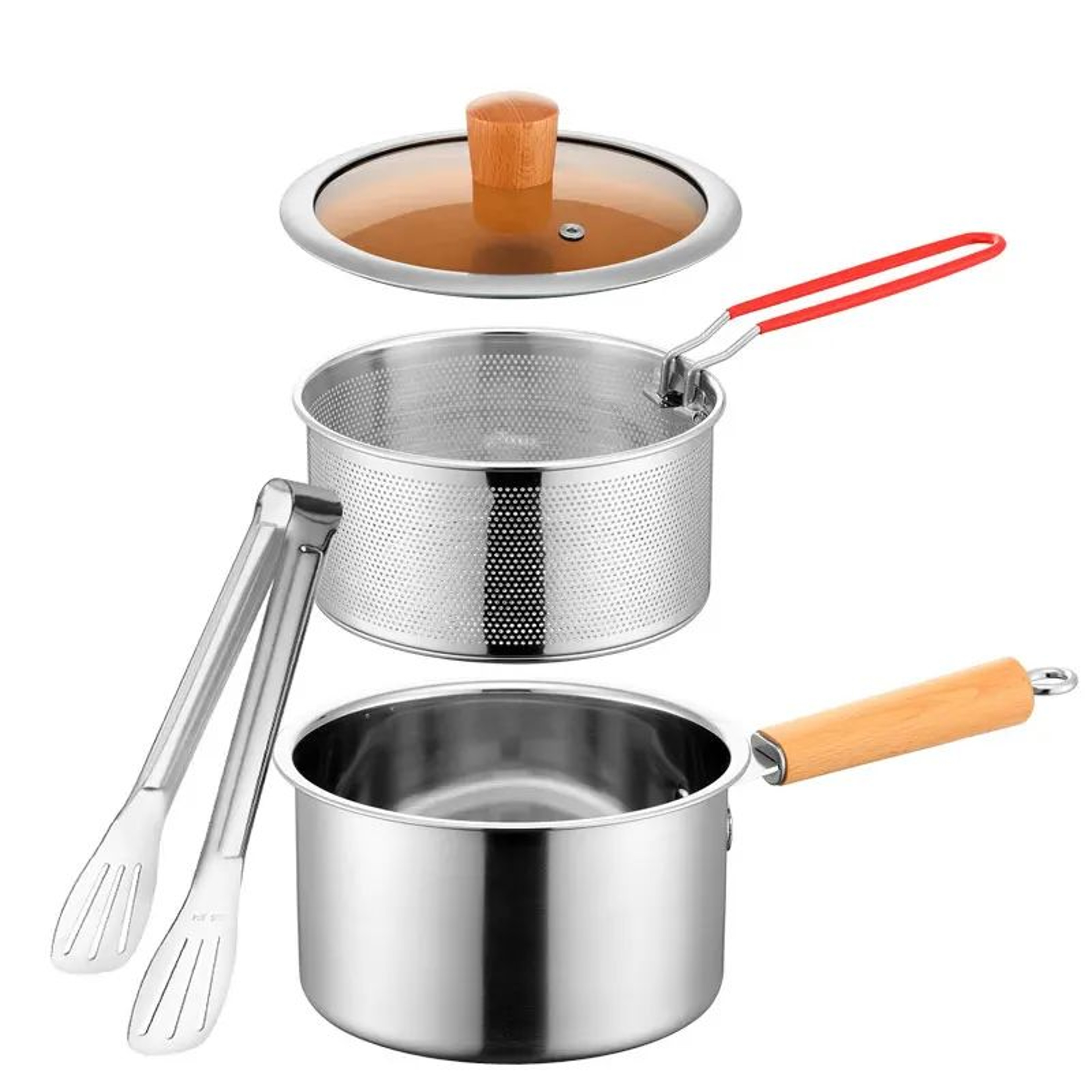 20cm Stainless Steel Deep Fryer Pot With Basket  InductionSafe Mini Frying  Soup Pot 0