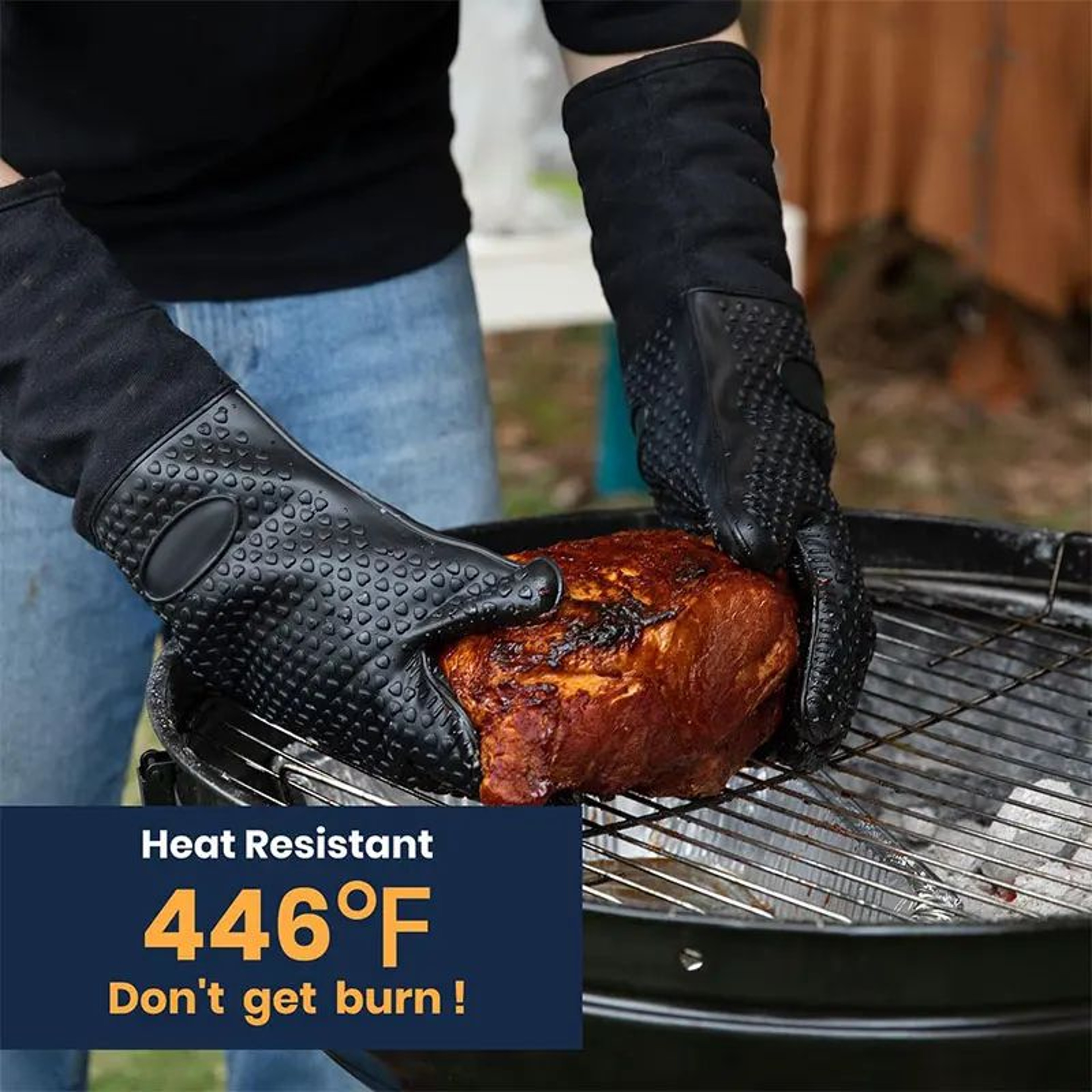 ExtraLong Silicone Oven Mitts  HeatResistant Grill  Baking Gloves With Quilted Liner 1