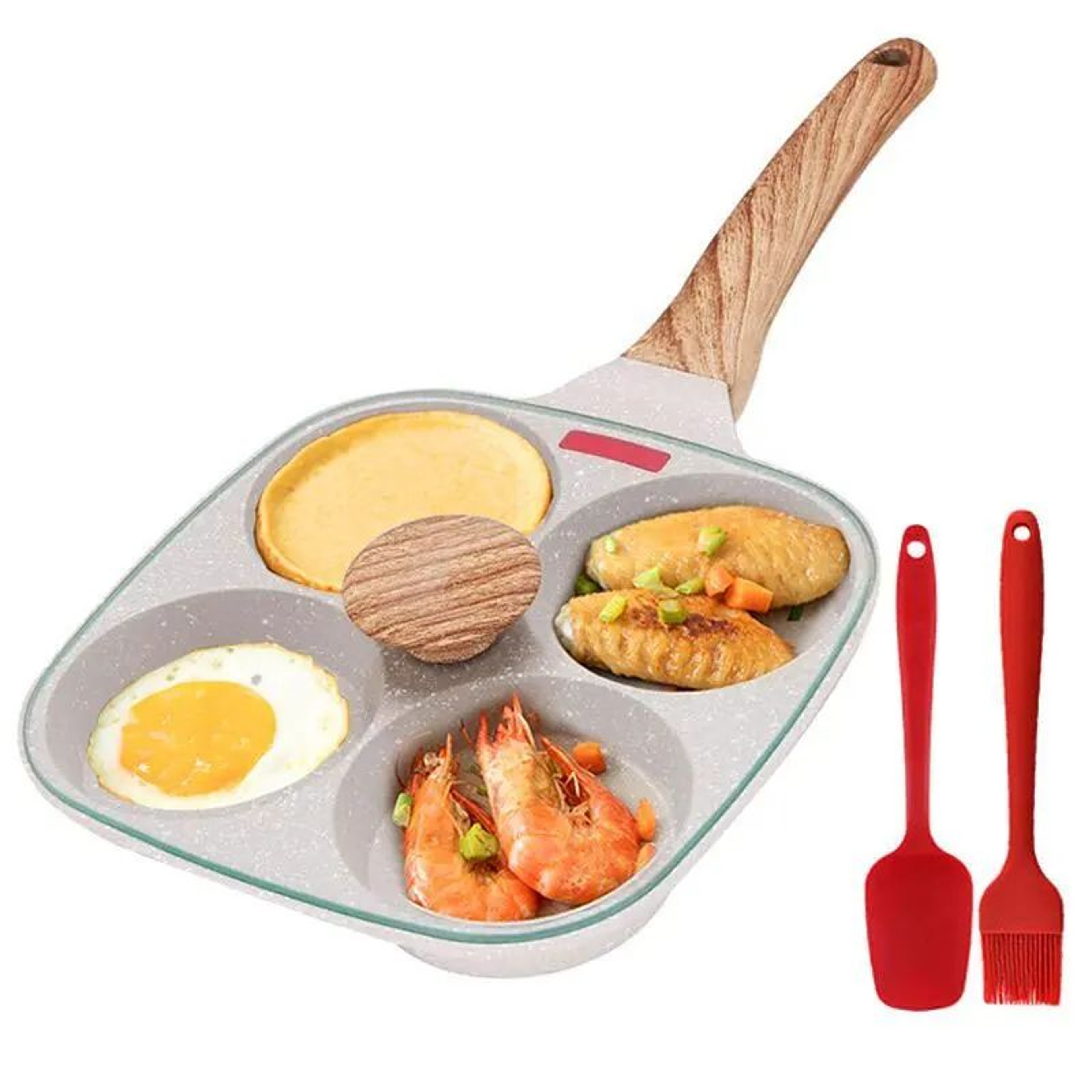 4Cup Nonstick Omelet Egg Frying Pan With Lid  Thickened Breakfast Pancake Skillet 0