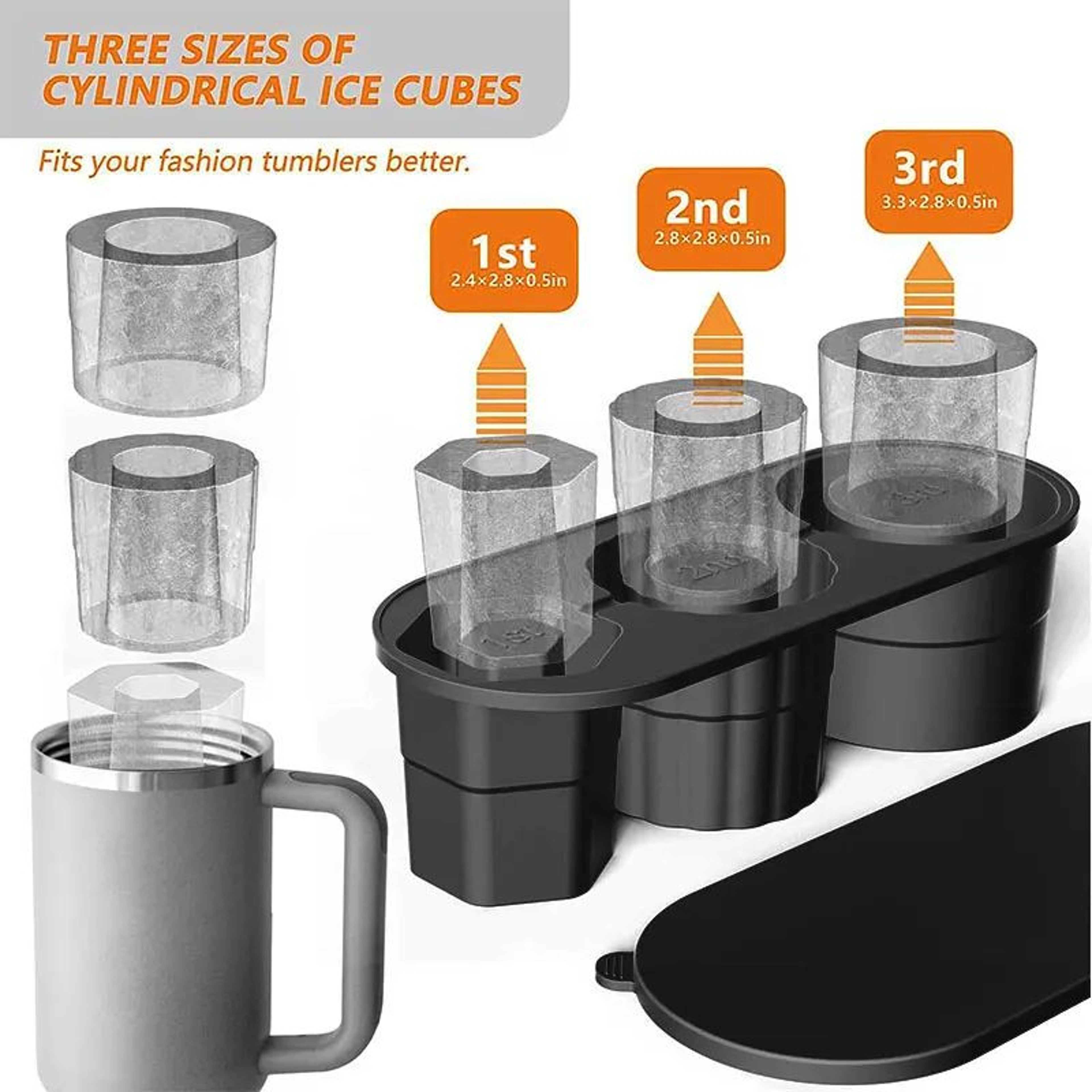 Stanley Tumbler Ice Cube Tray With Lid  Silicone Ice Mold For 20oz 30oz  40oz Cups 1